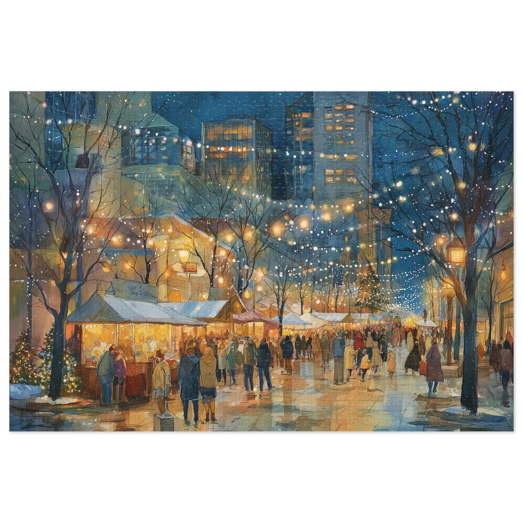 Raleigh North Carolina Christmas Puzzle, Personalized Gift Festive Market, Travel Keepsake, Family Holiday Souvenir