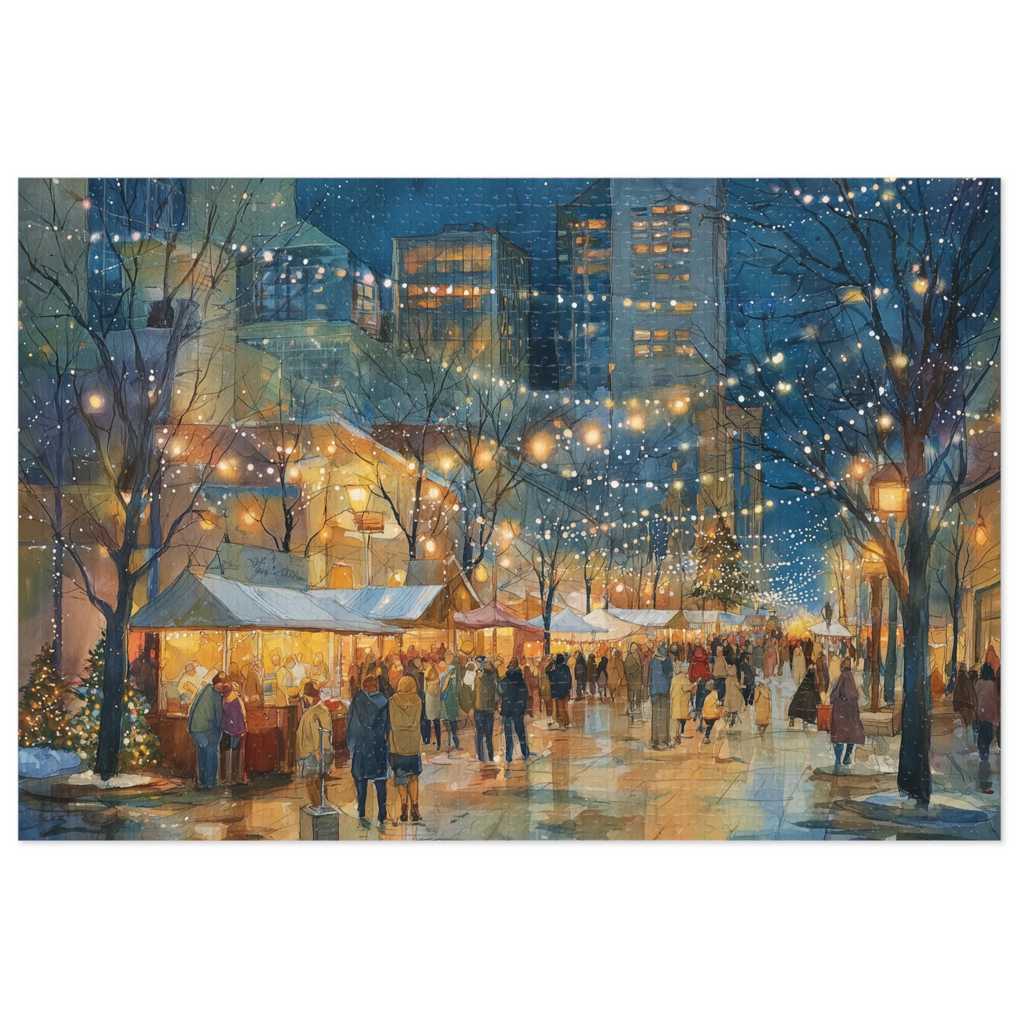 Raleigh North Carolina Christmas Puzzle, Personalized Gift Festive Market, Travel Keepsake, Family Holiday Souvenir