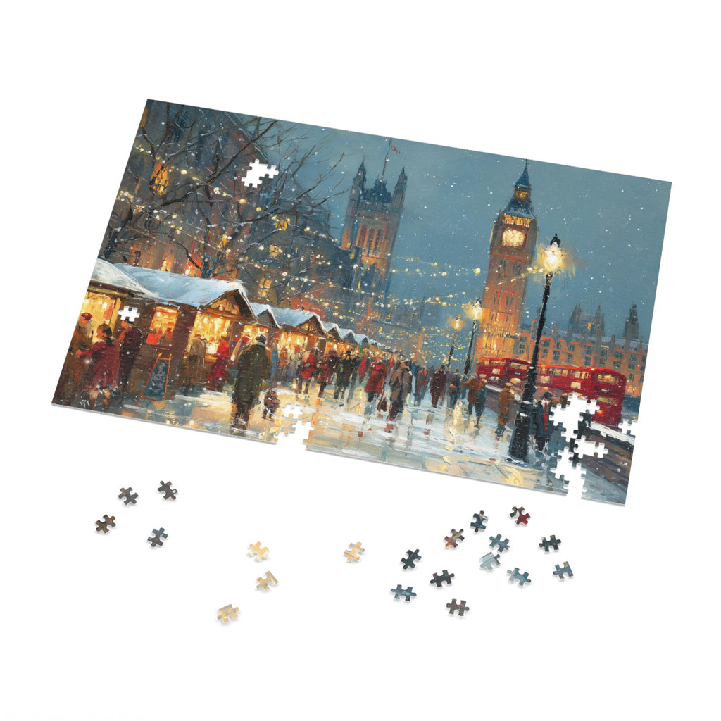 London_England Christmas Puzzle, Personalized Gift Festive Market, Travel Keepsake, Family Holiday Souvenir