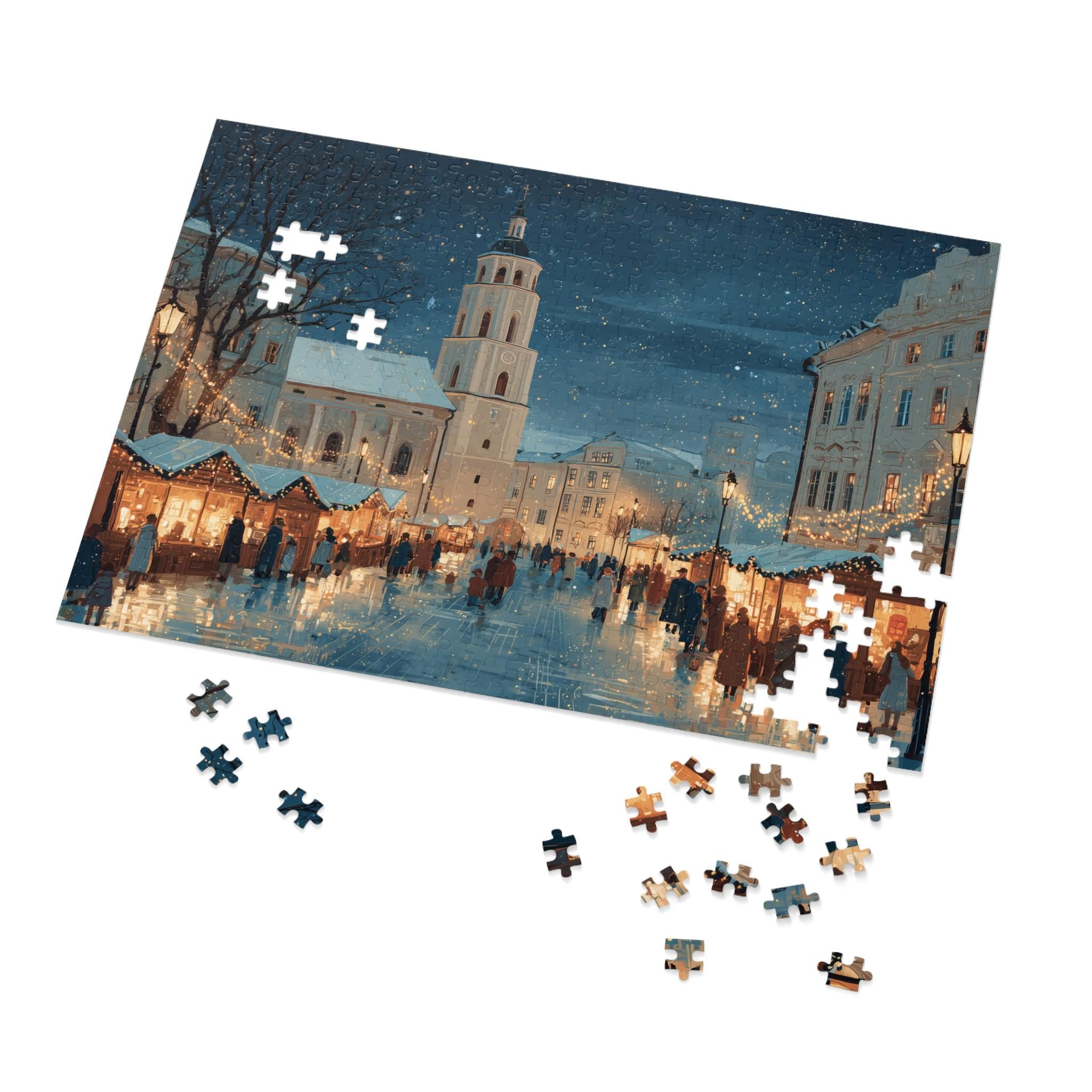 Vilnius Lithuania Christmas Puzzle, Personalized Gift Festive Market, Travel Keepsake, Family Holiday Souvenir