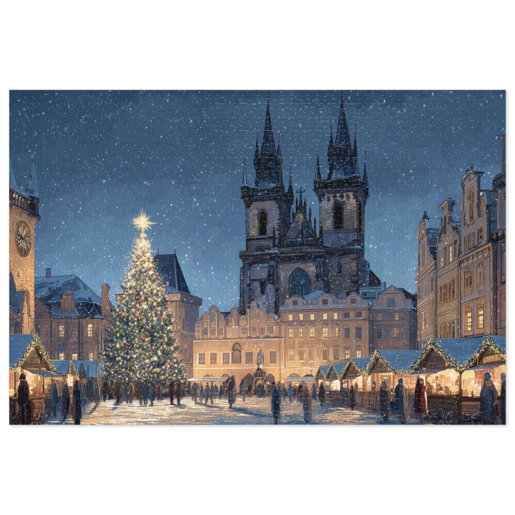 Prague Czech Republic Christmas Puzzle, Personalized Gift Festive Market, Travel Keepsake, Family Holiday Souvenir