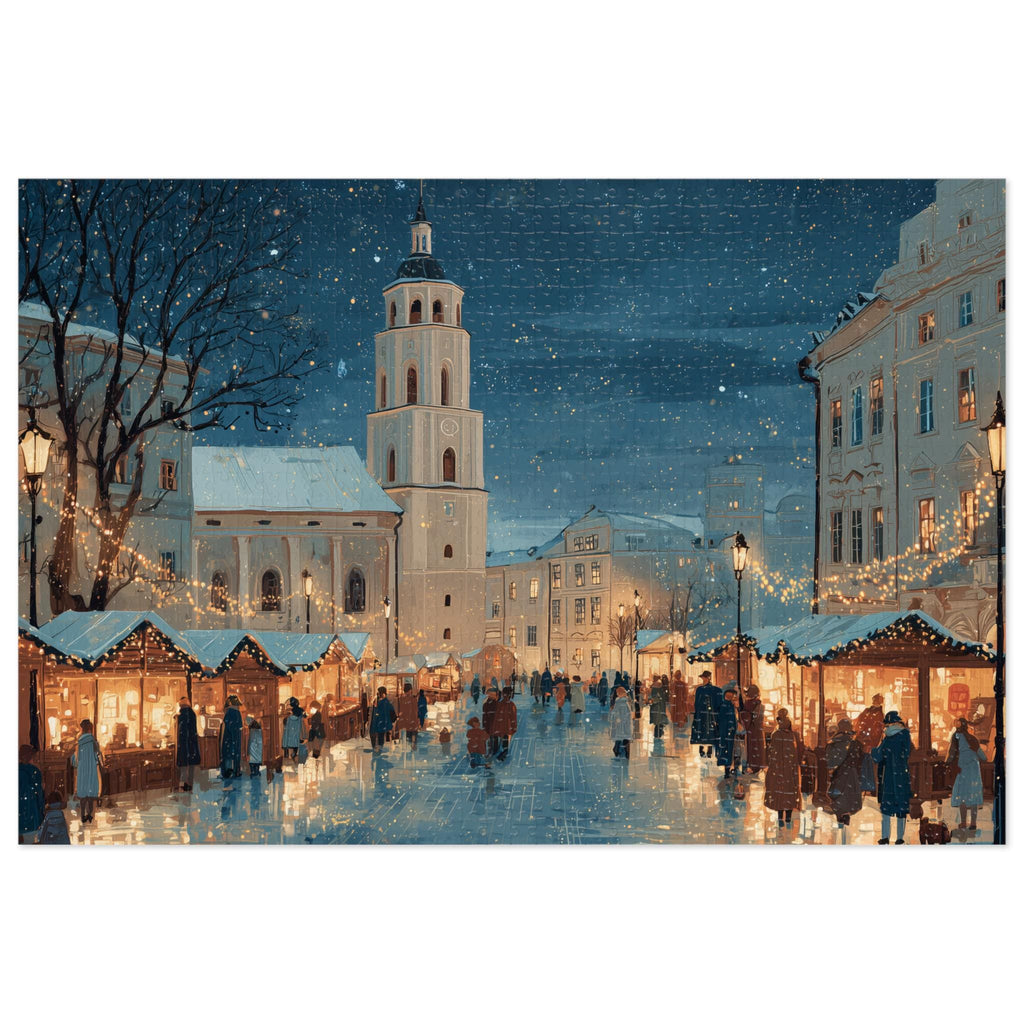 Vilnius Lithuania Christmas Puzzle, Personalized Gift Festive Market, Travel Keepsake, Family Holiday Souvenir