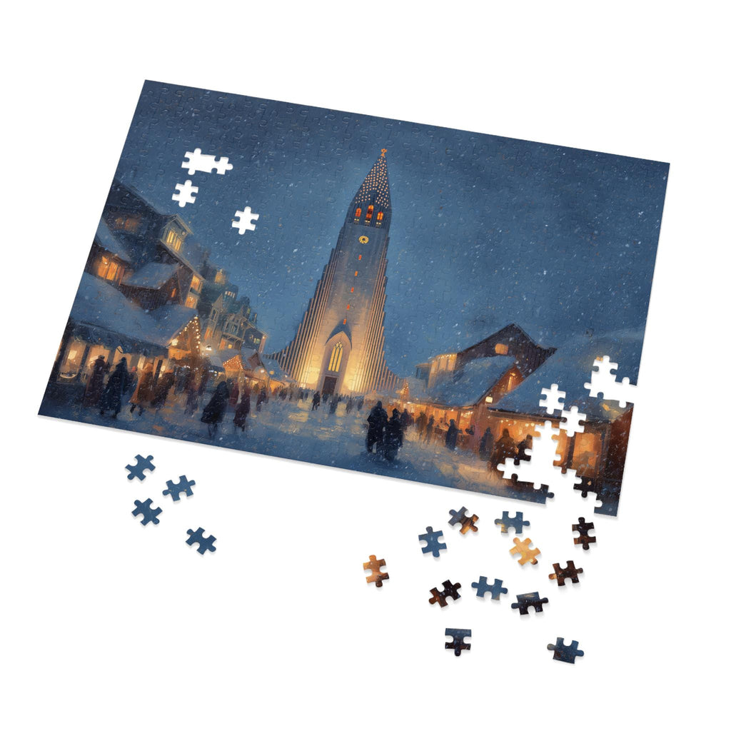 Reykjavk Iceland Christmas Puzzle, Personalized Gift Festive Market, Travel Keepsake, Family Holiday Souvenir