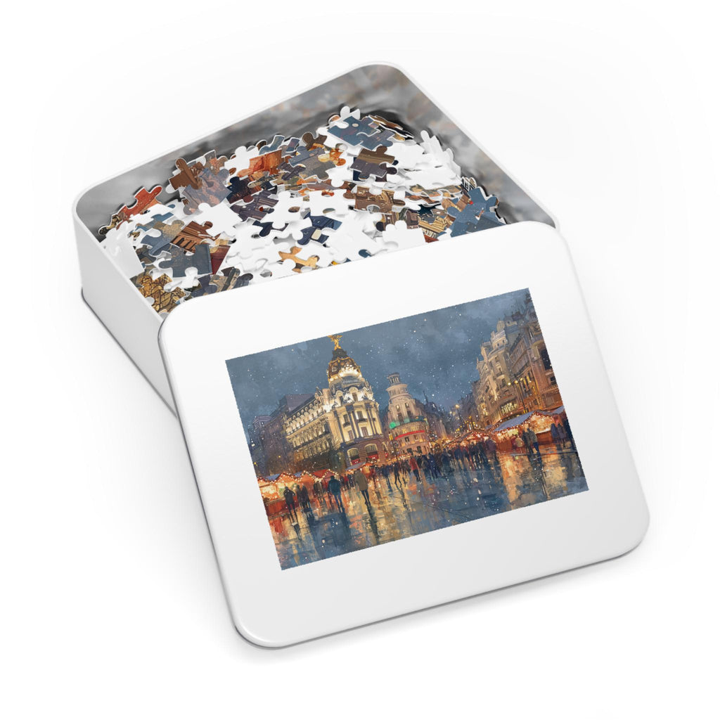 Madrid Spain Christmas Puzzle, Personalized Gift Festive Market, Travel Keepsake, Family Holiday Souvenir