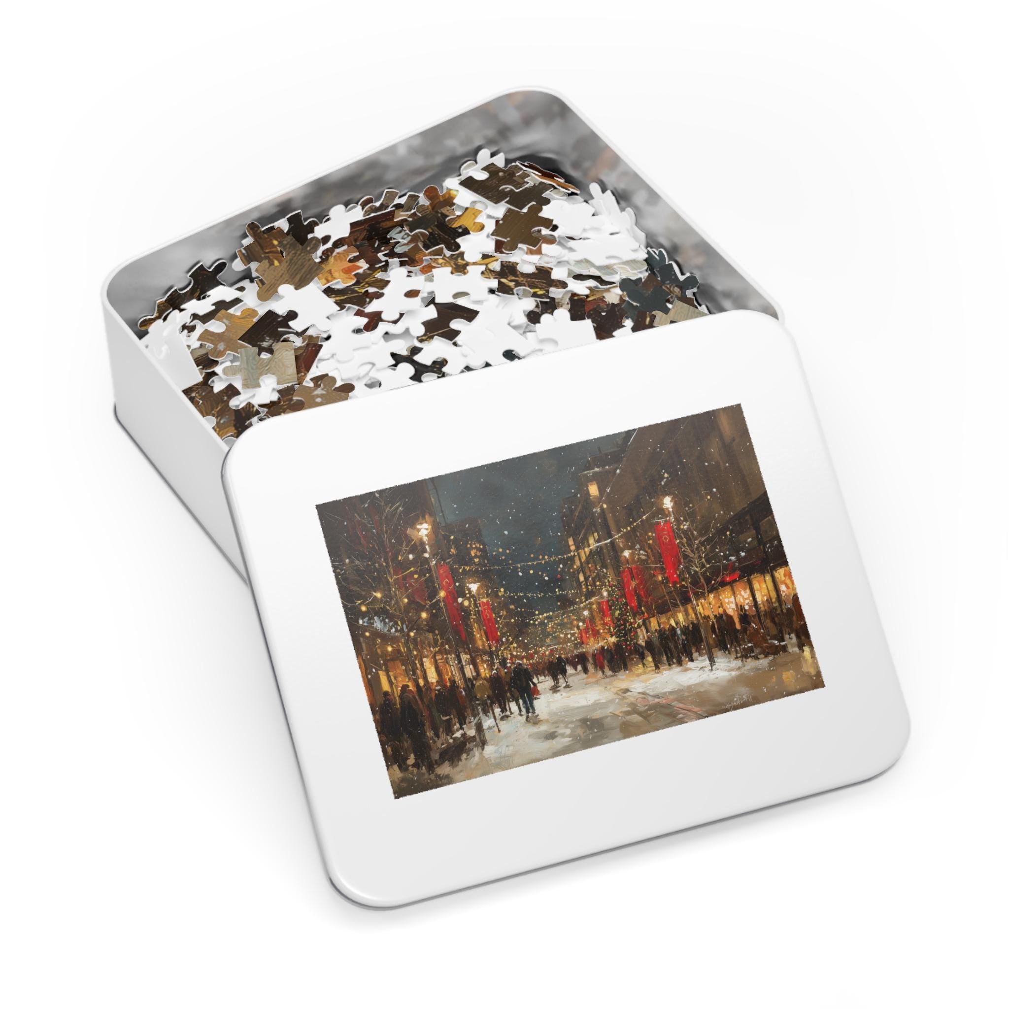 Manchester New Hampshire Christmas Puzzle, Personalized Gift Festive Market, Travel Keepsake, Family Holiday Souvenir