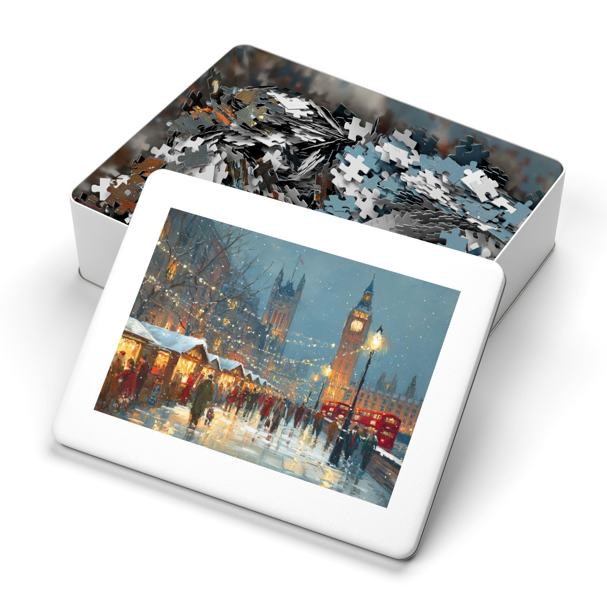 London_England Christmas Puzzle, Personalized Gift Festive Market, Travel Keepsake, Family Holiday Souvenir