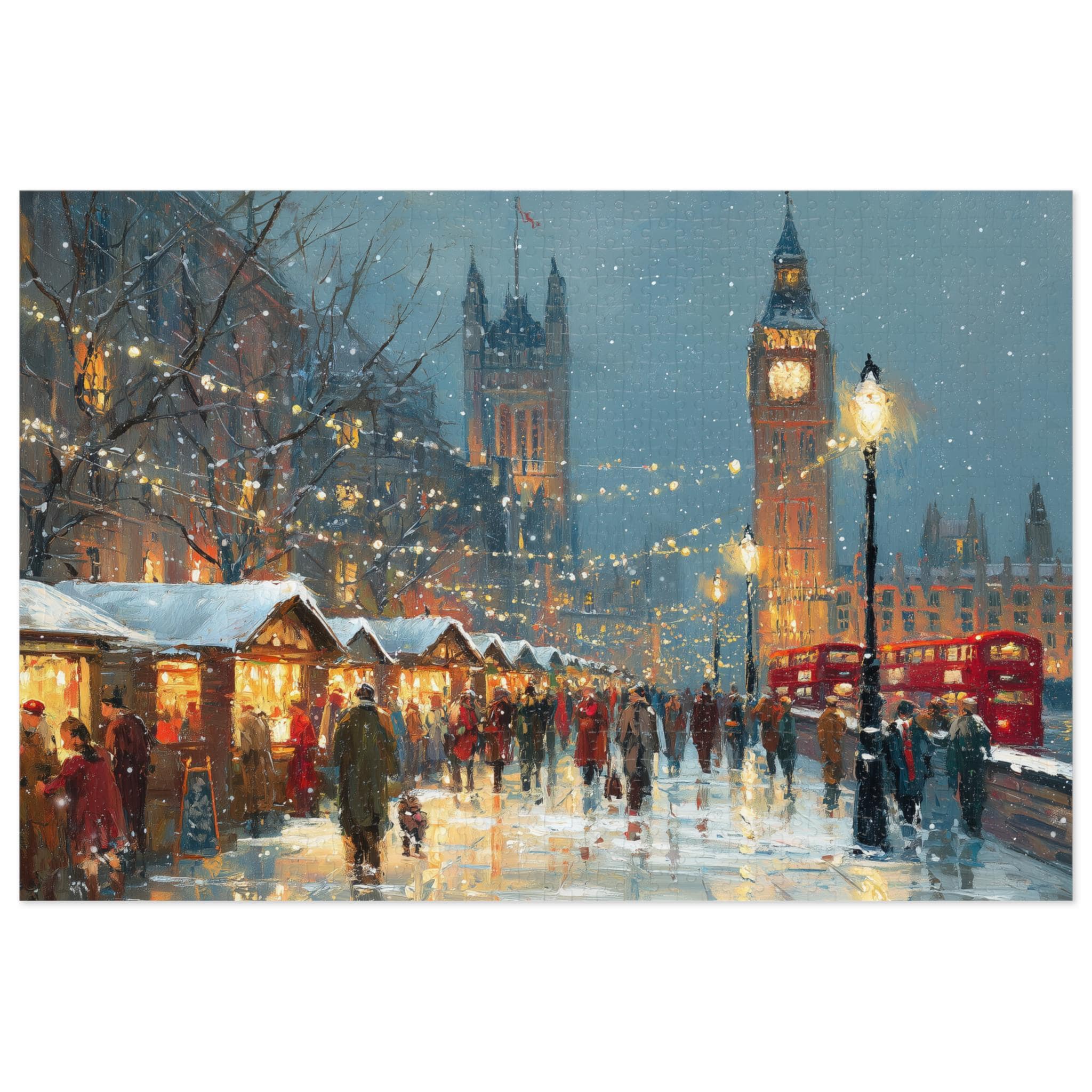 London_England Christmas Puzzle, Personalized Gift Festive Market, Travel Keepsake, Family Holiday Souvenir