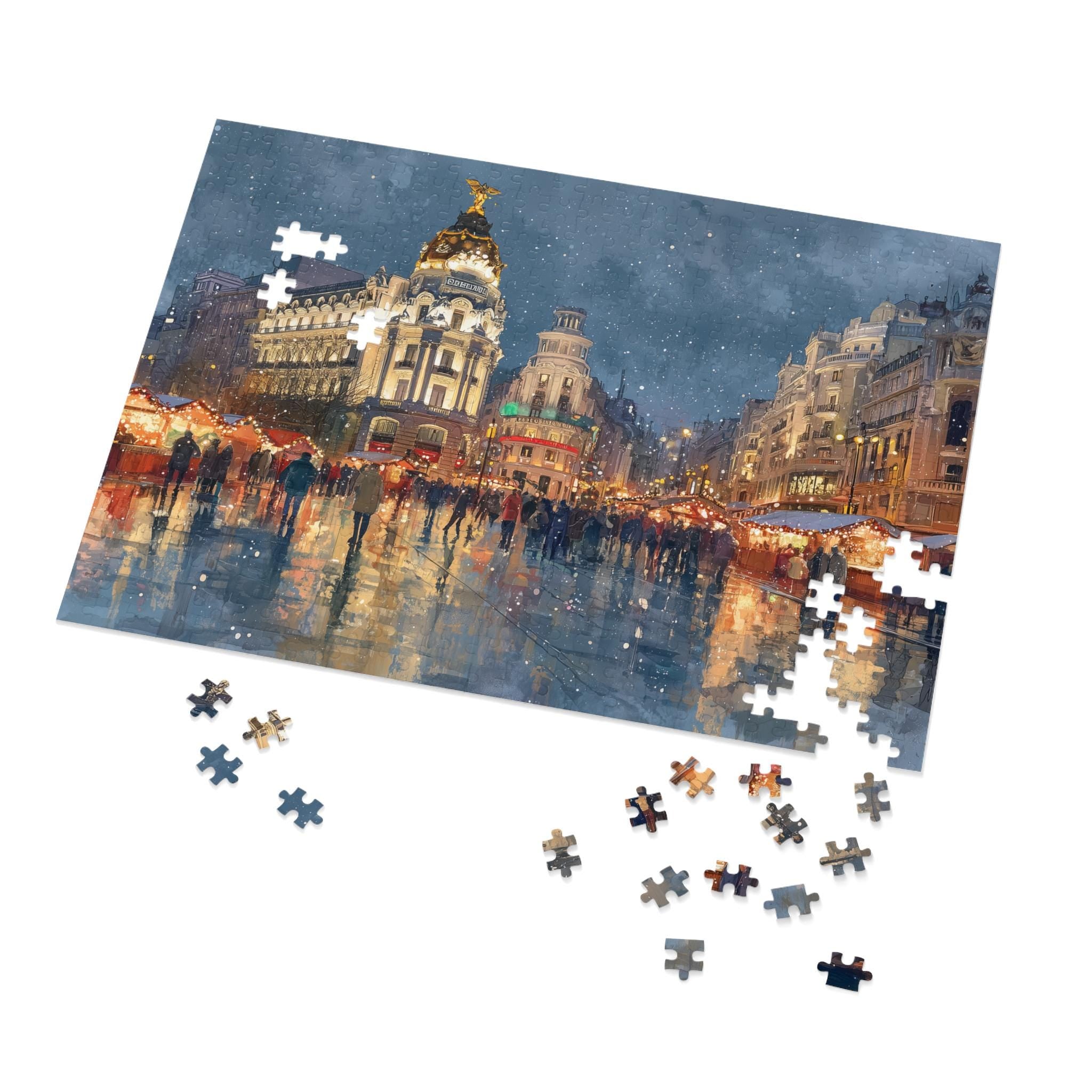 Madrid Spain Christmas Puzzle, Personalized Gift Festive Market, Travel Keepsake, Family Holiday Souvenir