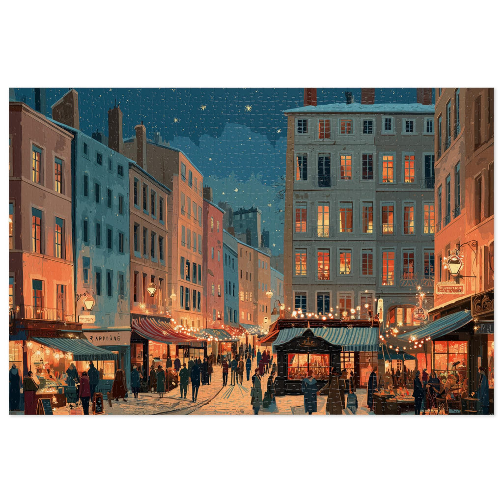 Lyon France Christmas Puzzle, Personalized Gift Festive Market, Travel Keepsake, Family Holiday Souvenir