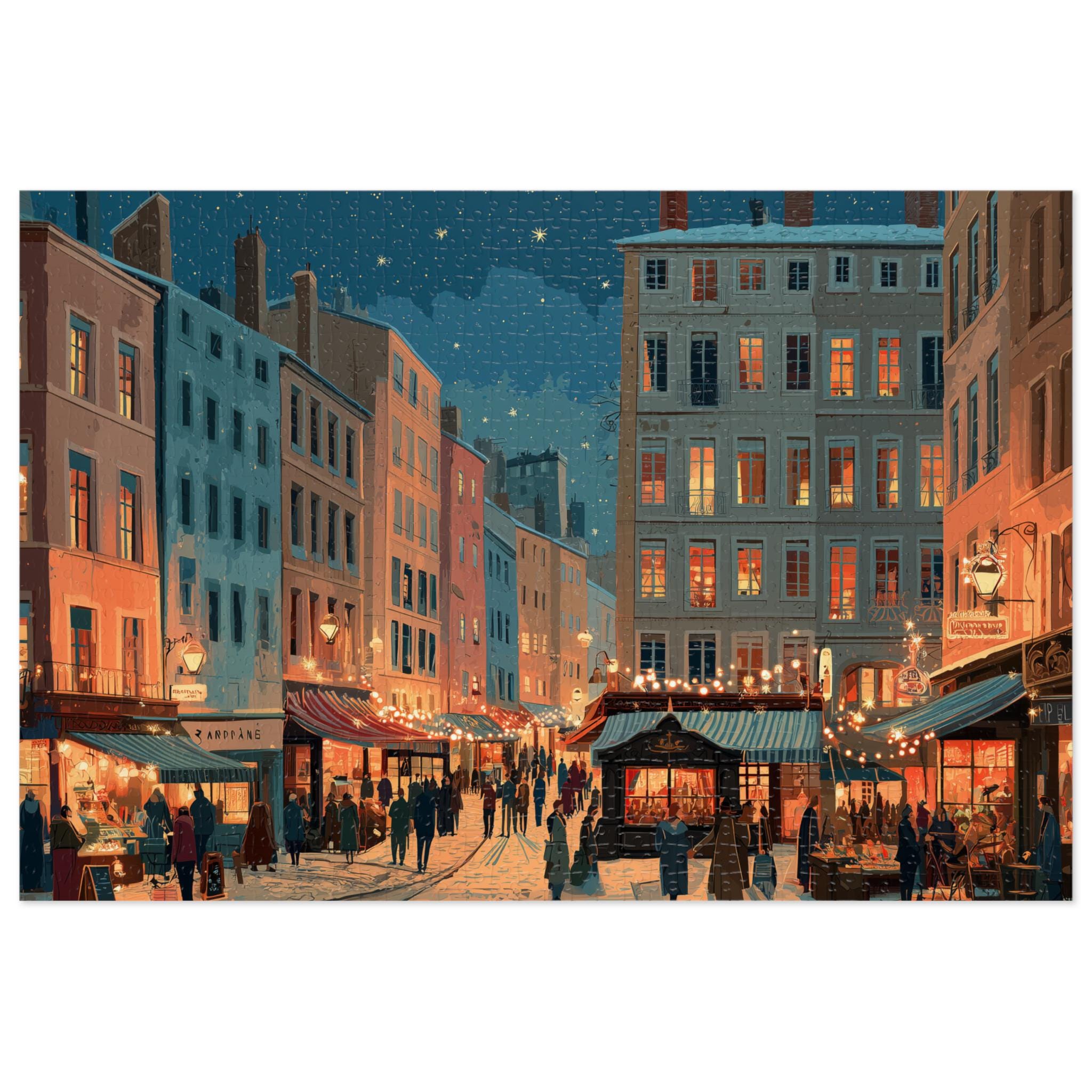 Lyon France Christmas Puzzle, Personalized Gift Festive Market, Travel Keepsake, Family Holiday Souvenir
