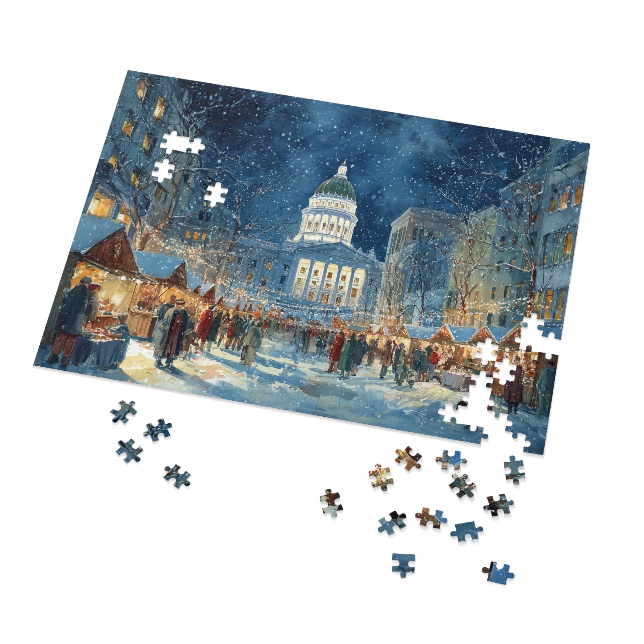 Madison Wisconsin Christmas Puzzle, Personalized Gift Festive Market, Travel Keepsake, Family Holiday Souvenir