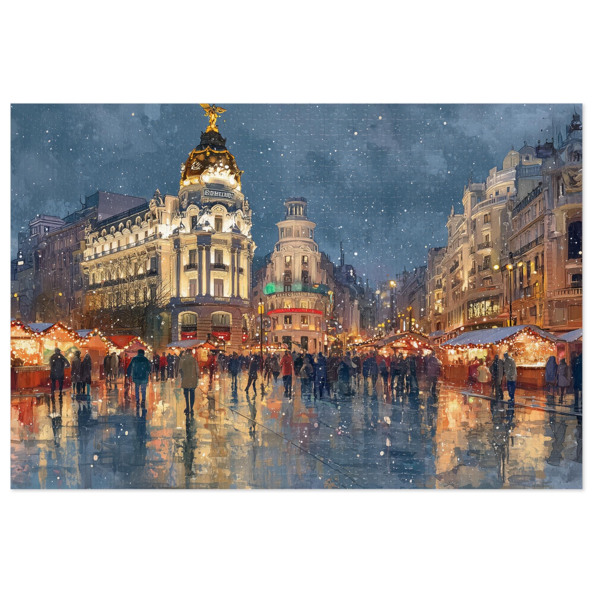 Madrid Spain Christmas Puzzle, Personalized Gift Festive Market, Travel Keepsake, Family Holiday Souvenir
