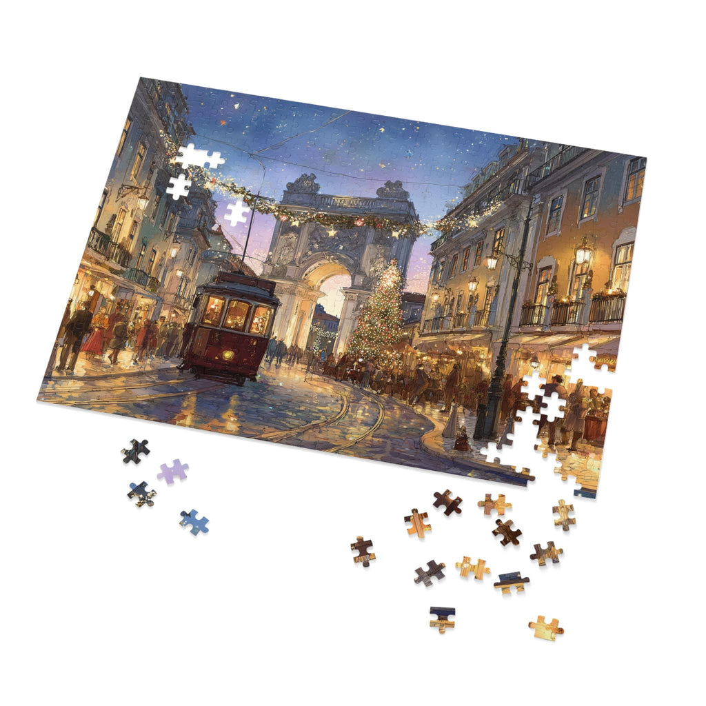Lisbon Portugal Christmas Puzzle, Personalized Gift Festive Market, Travel Keepsake, Family Holiday Souvenir