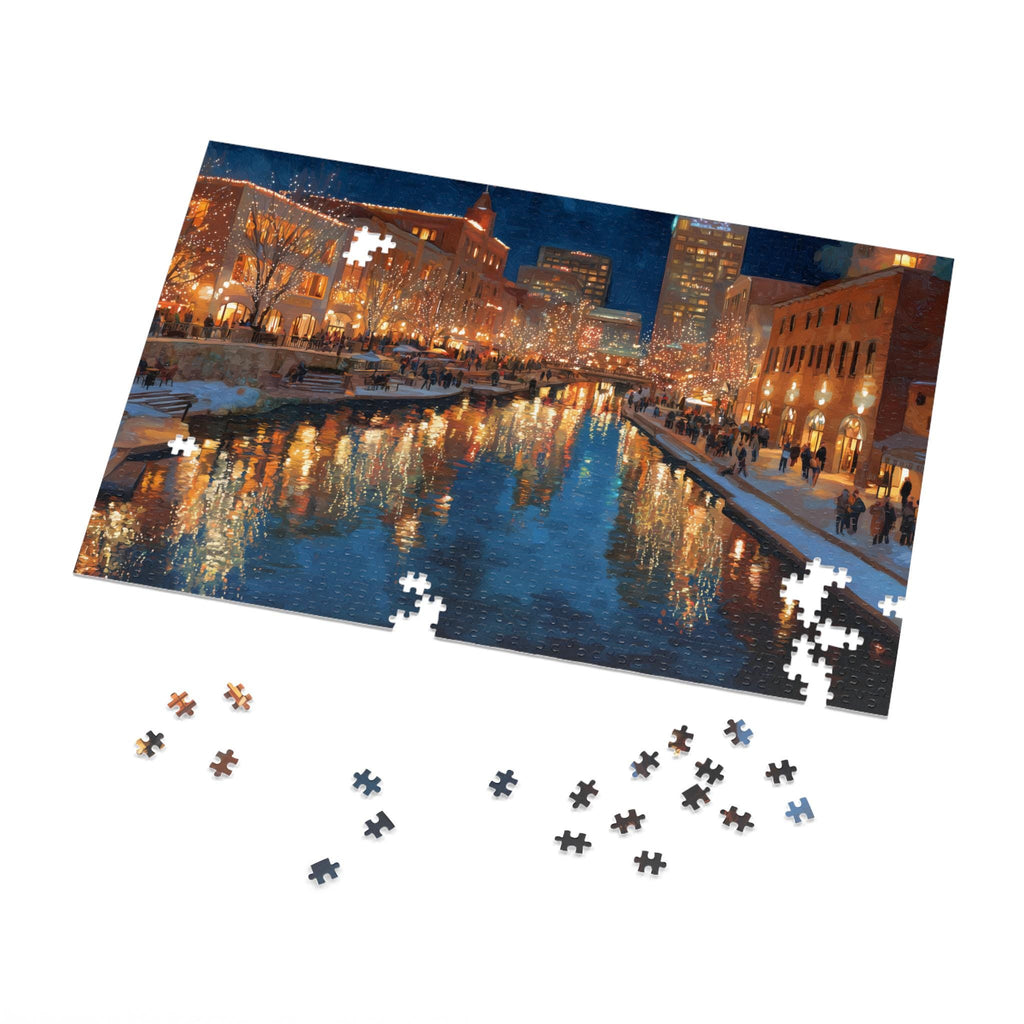 Oklahoma City Oklahoma Christmas Puzzle, Personalized Gift Festive Market, Travel Keepsake, Family Holiday Souvenir