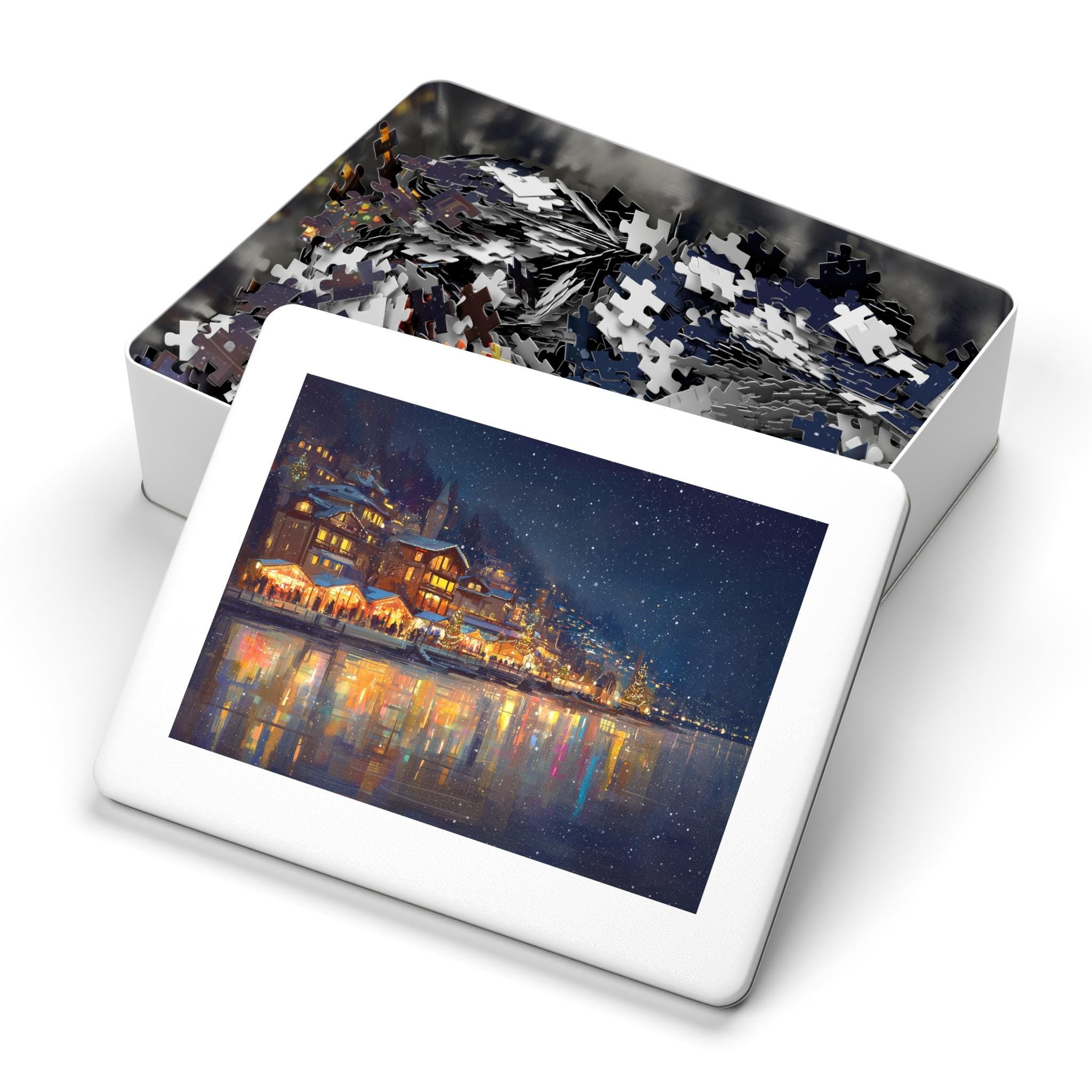 Montreux Switzerland Christmas Puzzle, Personalized Gift Festive Market, Travel Keepsake, Family Holiday Souvenir