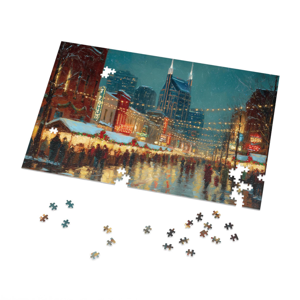 Nashville Tennessee Christmas Puzzle, Personalized Gift Festive Market, Travel Keepsake, Family Holiday Souvenir