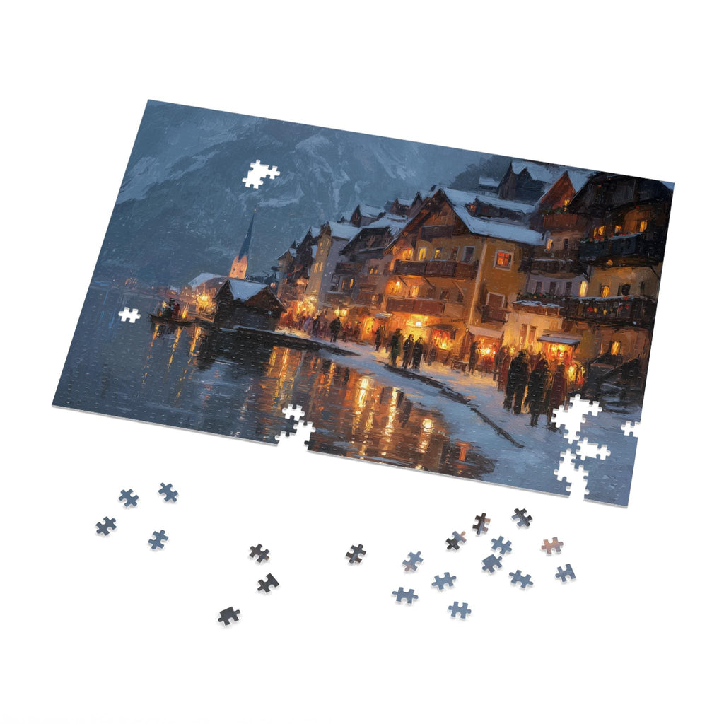 Hallstatt Christmas Puzzle, Personalized Gift Austria Festive Market, Travel Keepsake, Family Holiday Souvenir