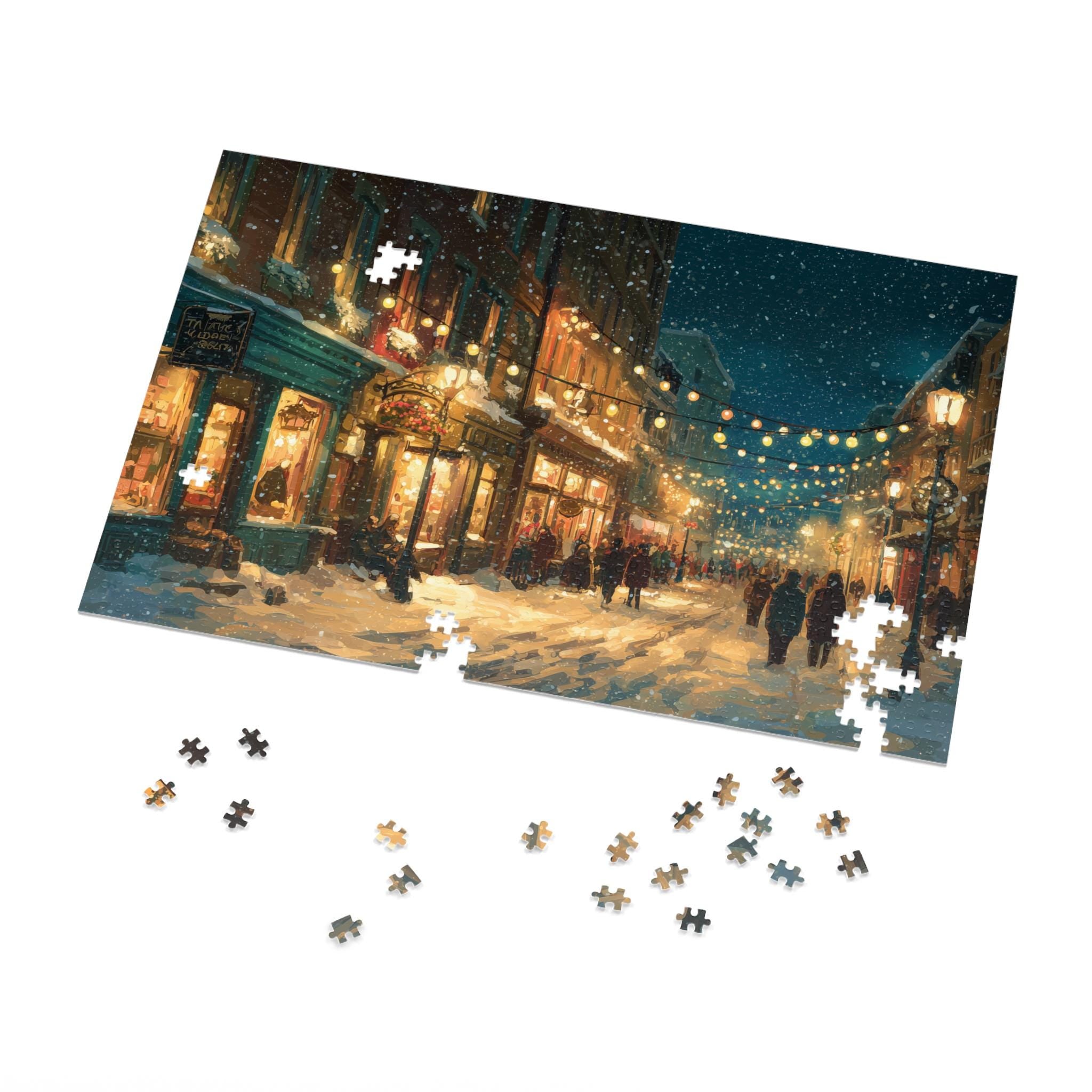 Portland Maine Christmas Puzzle, Personalized Gift Festive Market, Travel Keepsake, Family Holiday Souvenir