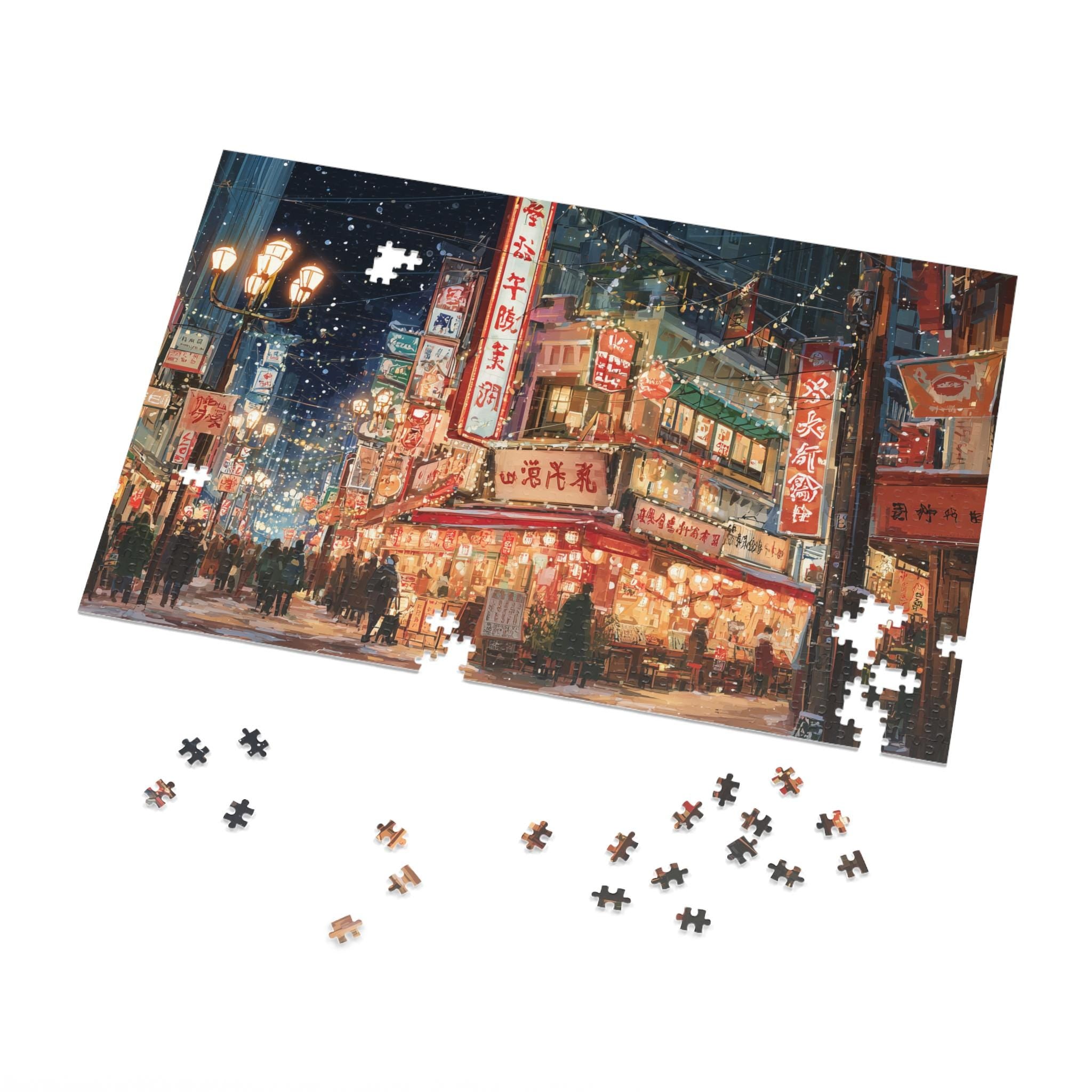 Osaka Japan Christmas Puzzle, Personalized Gift Festive Market, Travel Keepsake, Family Holiday Souvenir