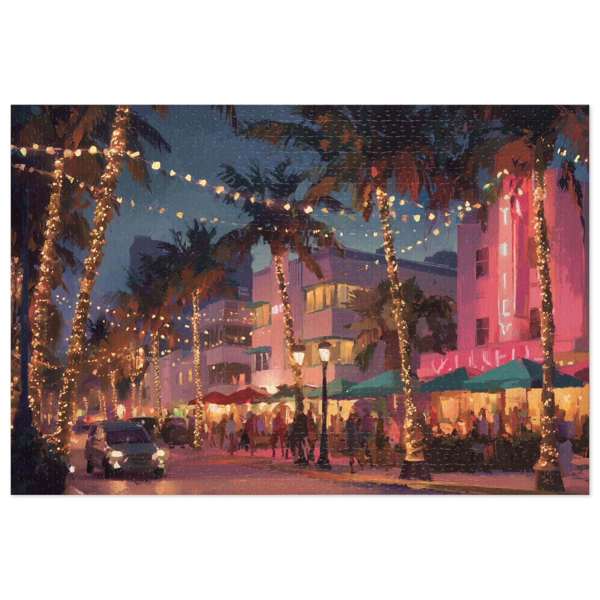 Miami Beach Florida Christmas Puzzle, Personalized Gift Festive Market, Travel Keepsake, Family Holiday Souvenir