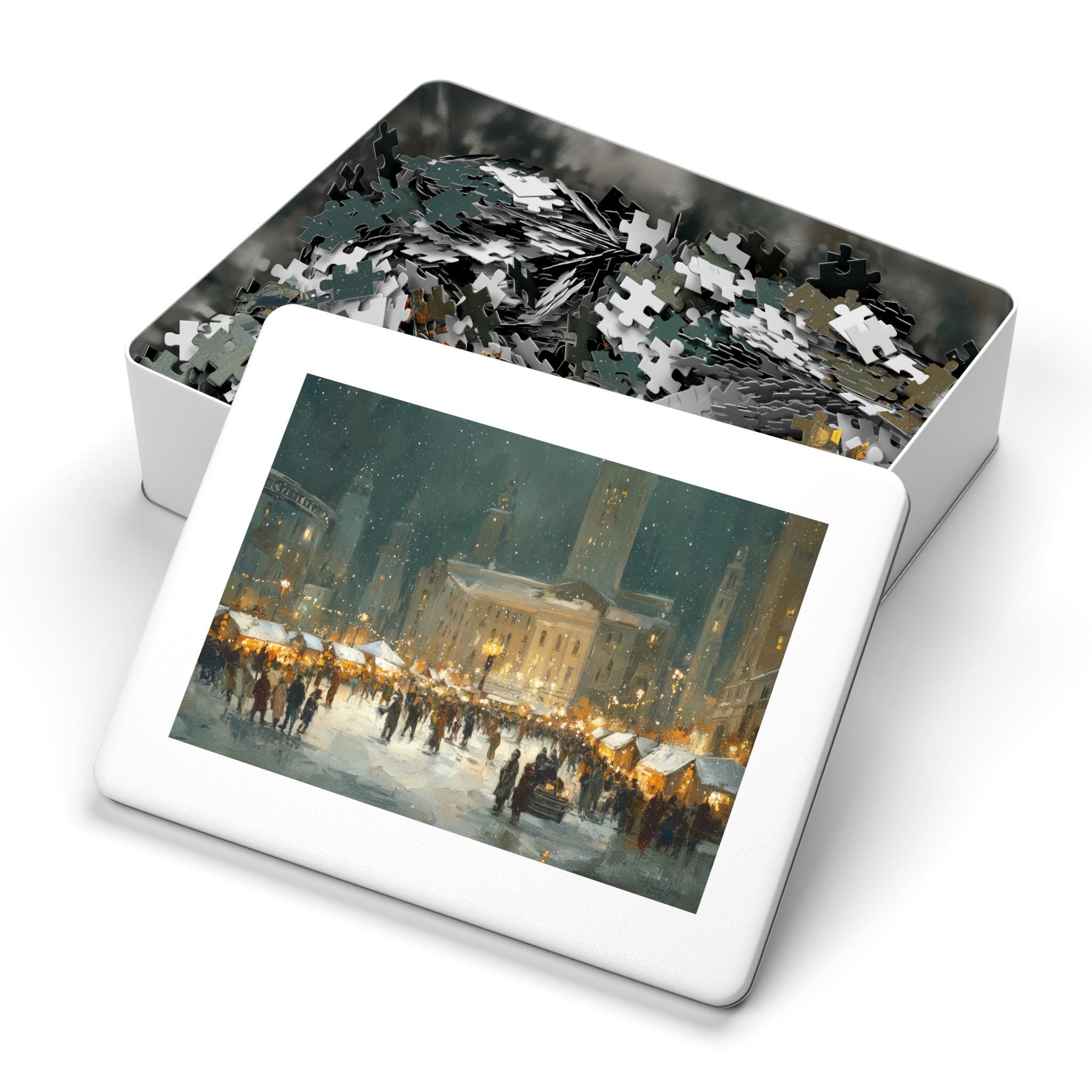 Cleveland Ohio Christmas Puzzle, Personalized Gift Festive Market, Travel Keepsake, Family Holiday Souvenir