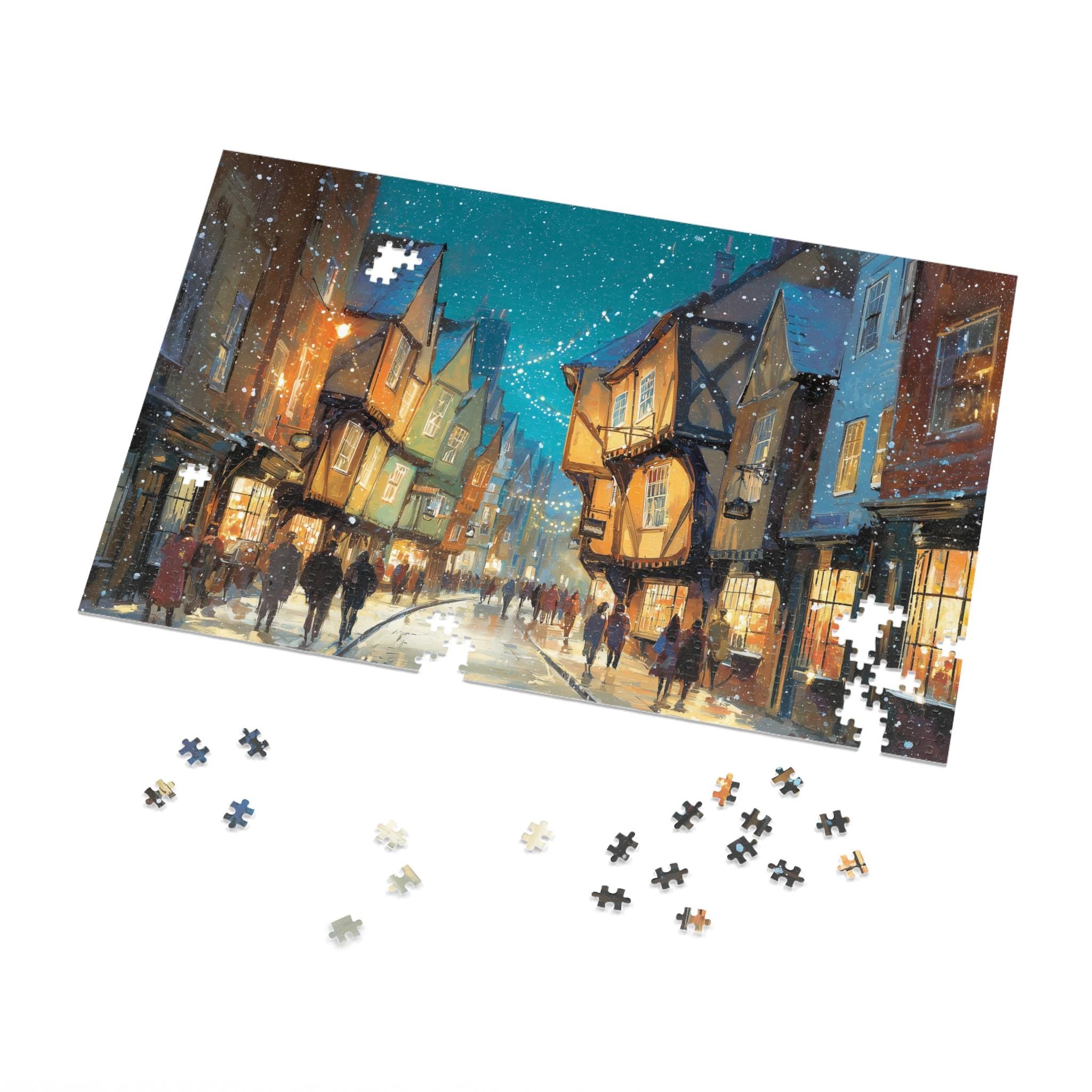York England Christmas Puzzle, Personalized Gift Festive Market, Travel Keepsake, Family Holiday Souvenir