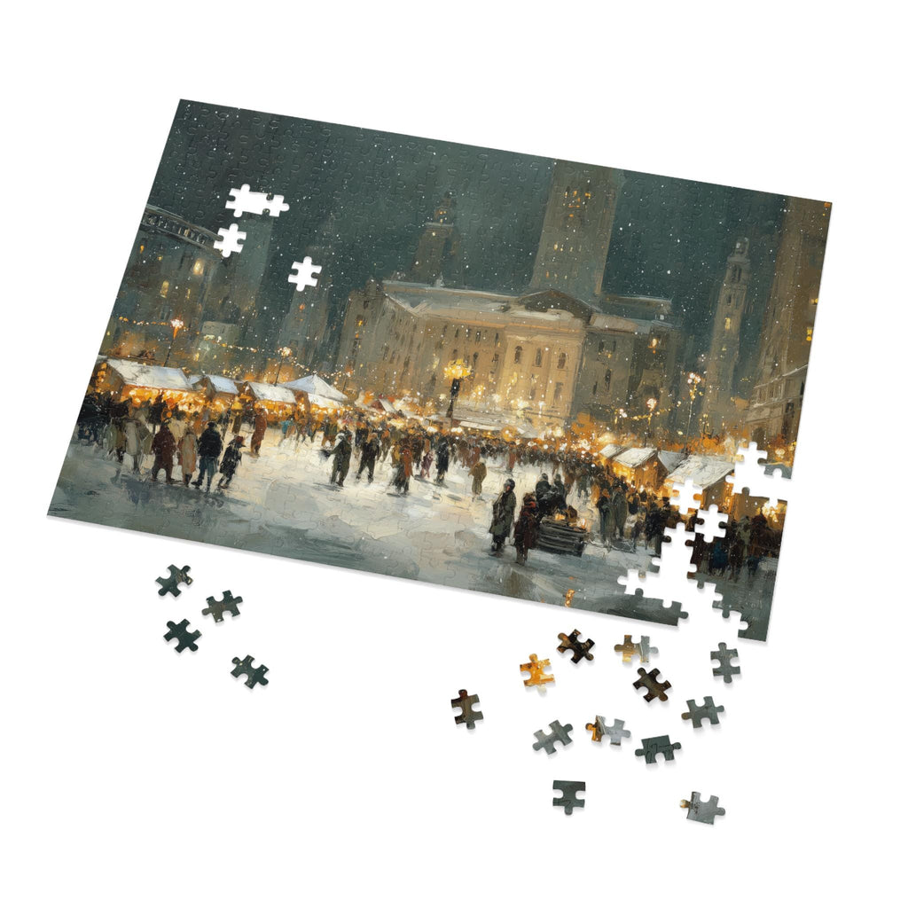 Cleveland Ohio Christmas Puzzle, Personalized Gift Festive Market, Travel Keepsake, Family Holiday Souvenir