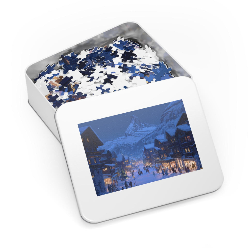 Zermatt Switzerland Christmas Puzzle, Personalized Gift Festive Market, Travel Keepsake, Family Holiday Souvenir