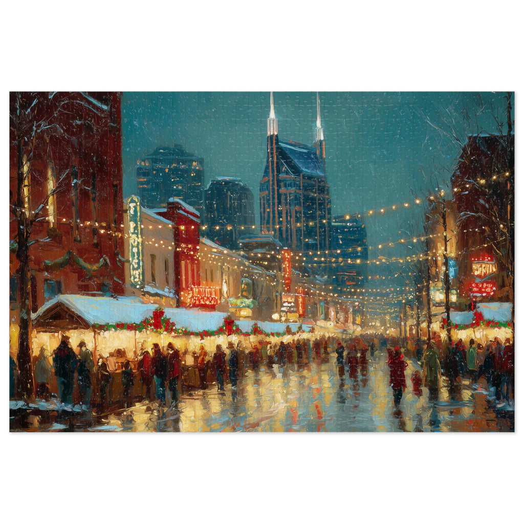 Nashville Tennessee Christmas Puzzle, Personalized Gift Festive Market, Travel Keepsake, Family Holiday Souvenir