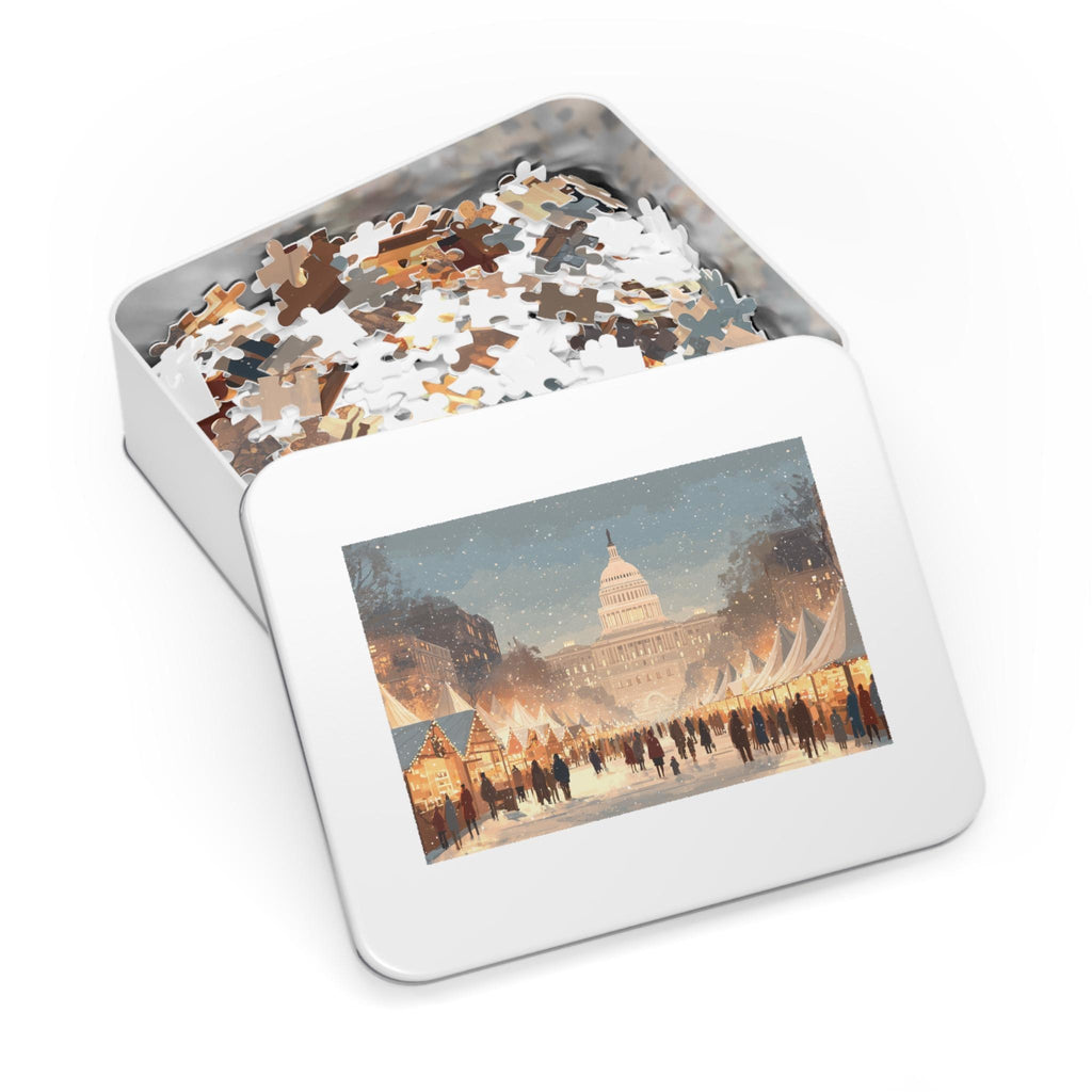 Washington DC Christmas Puzzle, Personalized Gift Festive Market, Travel Keepsake, Family Holiday Souvenir