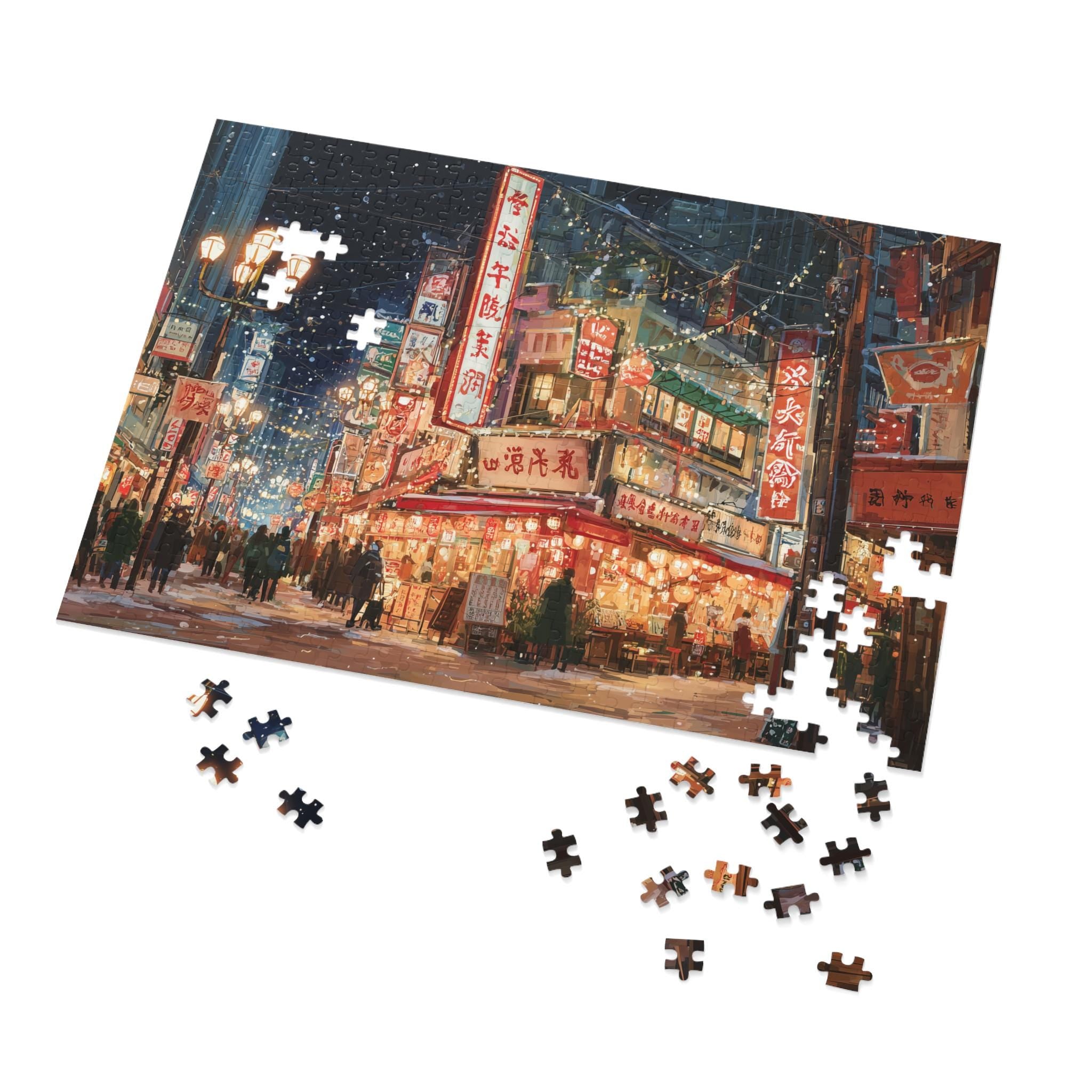 Osaka Japan Christmas Puzzle, Personalized Gift Festive Market, Travel Keepsake, Family Holiday Souvenir