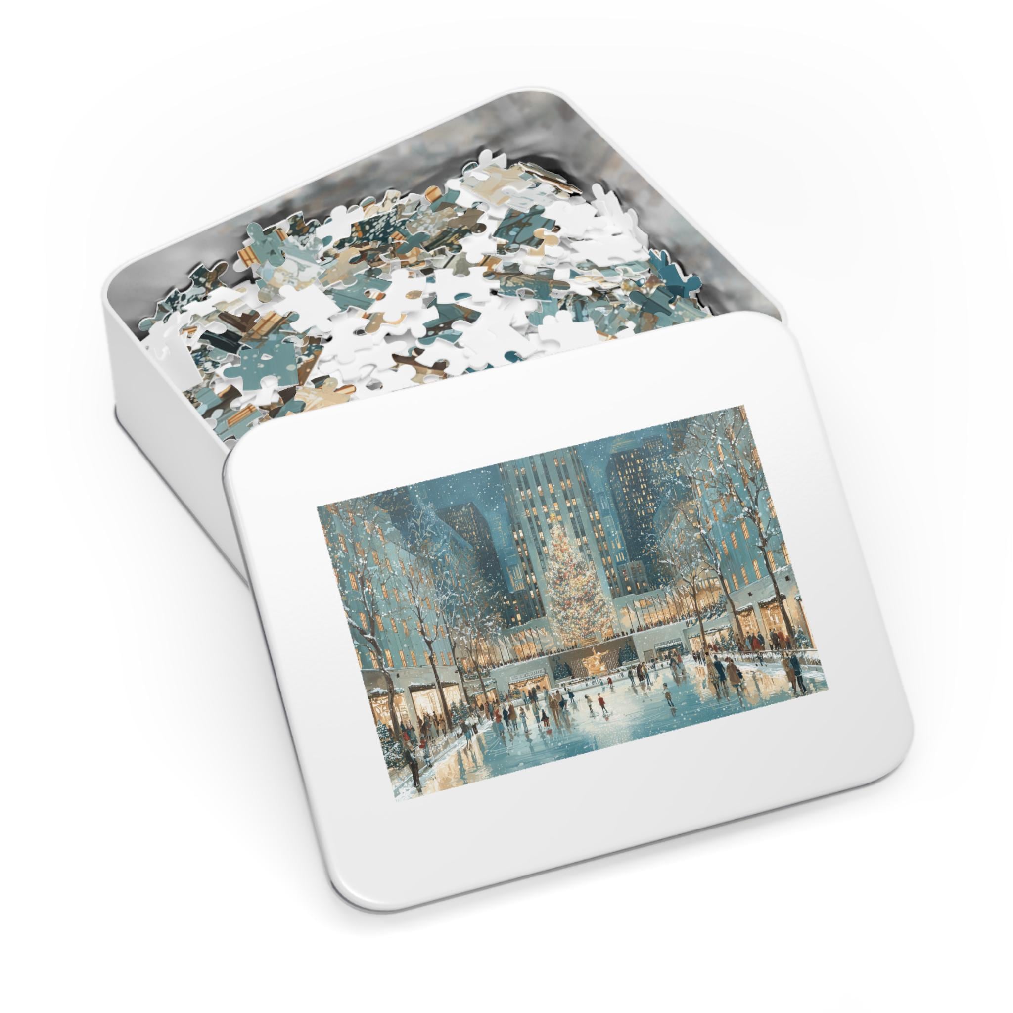 New York City Christmas Puzzle, Personalized Gift Festive Market, Travel Keepsake, Family Holiday Souvenir