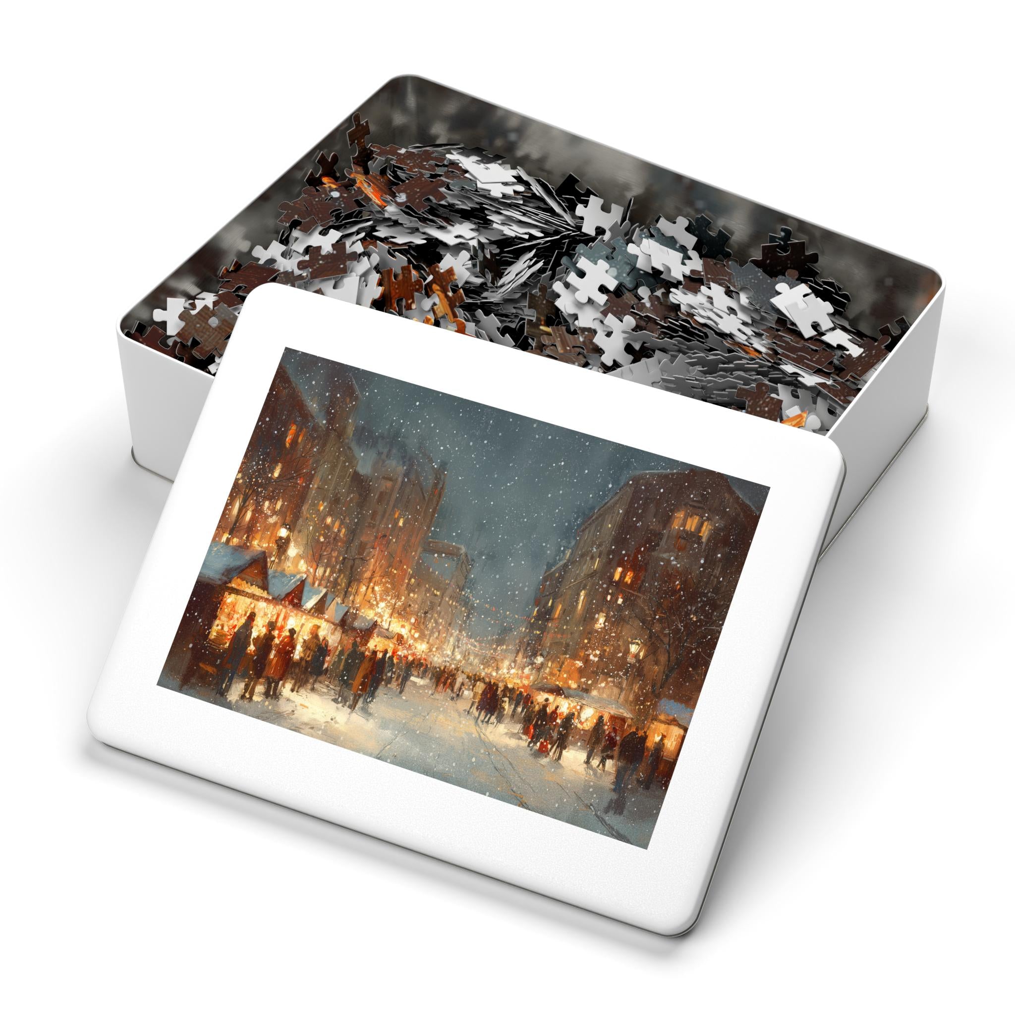 Hartford Connecticut Christmas Puzzle, Personalized Gift Festive Market, Travel Keepsake, Family Holiday Souvenir