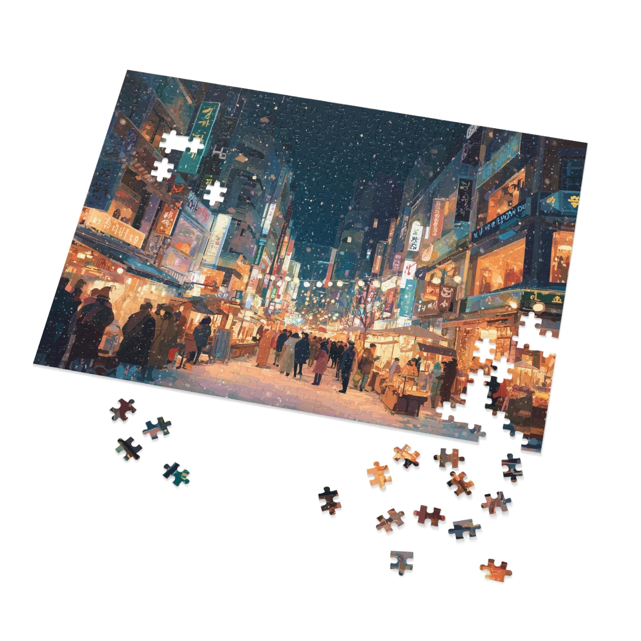 Seoul South Korea Christmas Puzzle, Personalized Gift Festive Market, Travel Keepsake, Family Holiday Souvenir