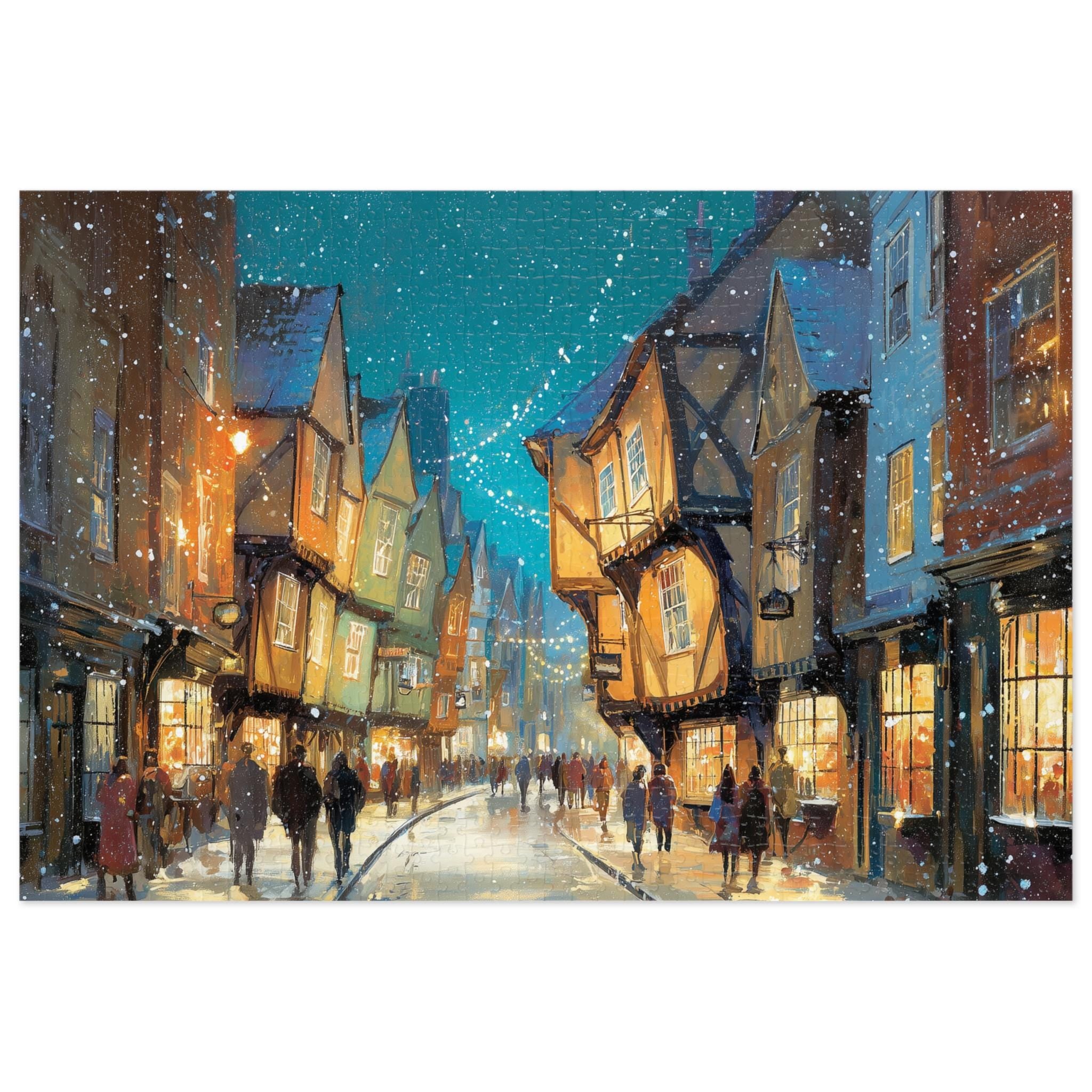York England Christmas Puzzle, Personalized Gift Festive Market, Travel Keepsake, Family Holiday Souvenir