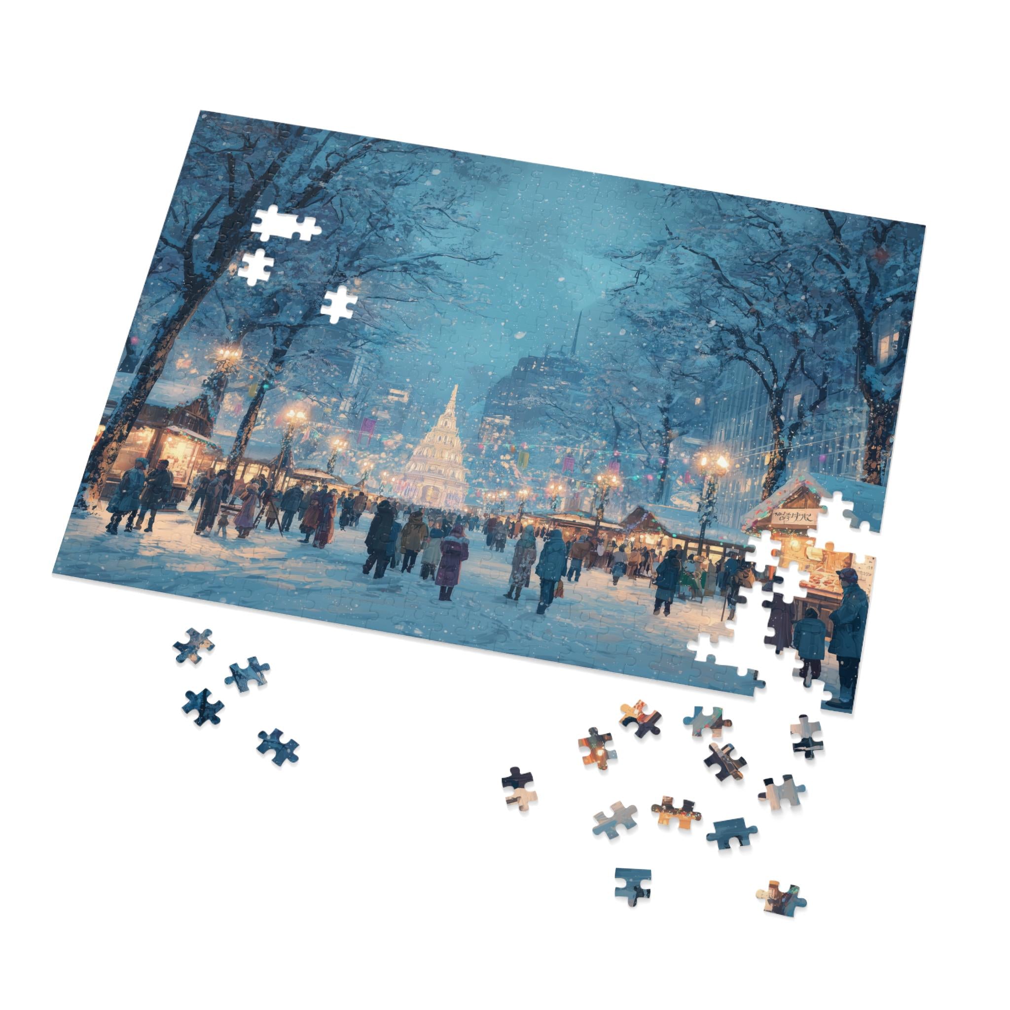 Sapporo Japan Christmas Puzzle, Personalized Gift Festive Market, Travel Keepsake, Family Holiday Souvenir
