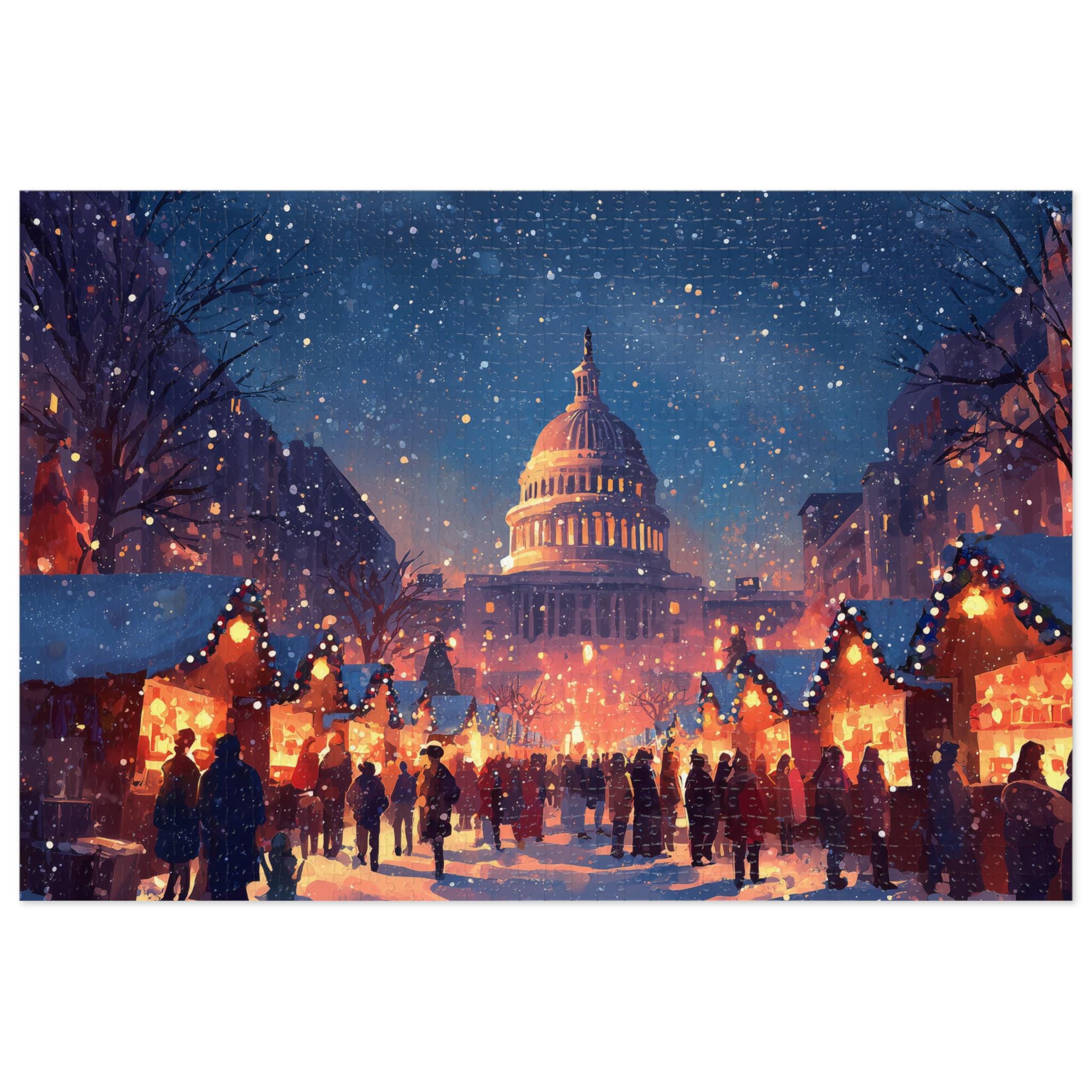 Washington DC US Christmas Puzzle, Personalized Gift Festive Market, Travel Keepsake, Family Holiday Souvenir