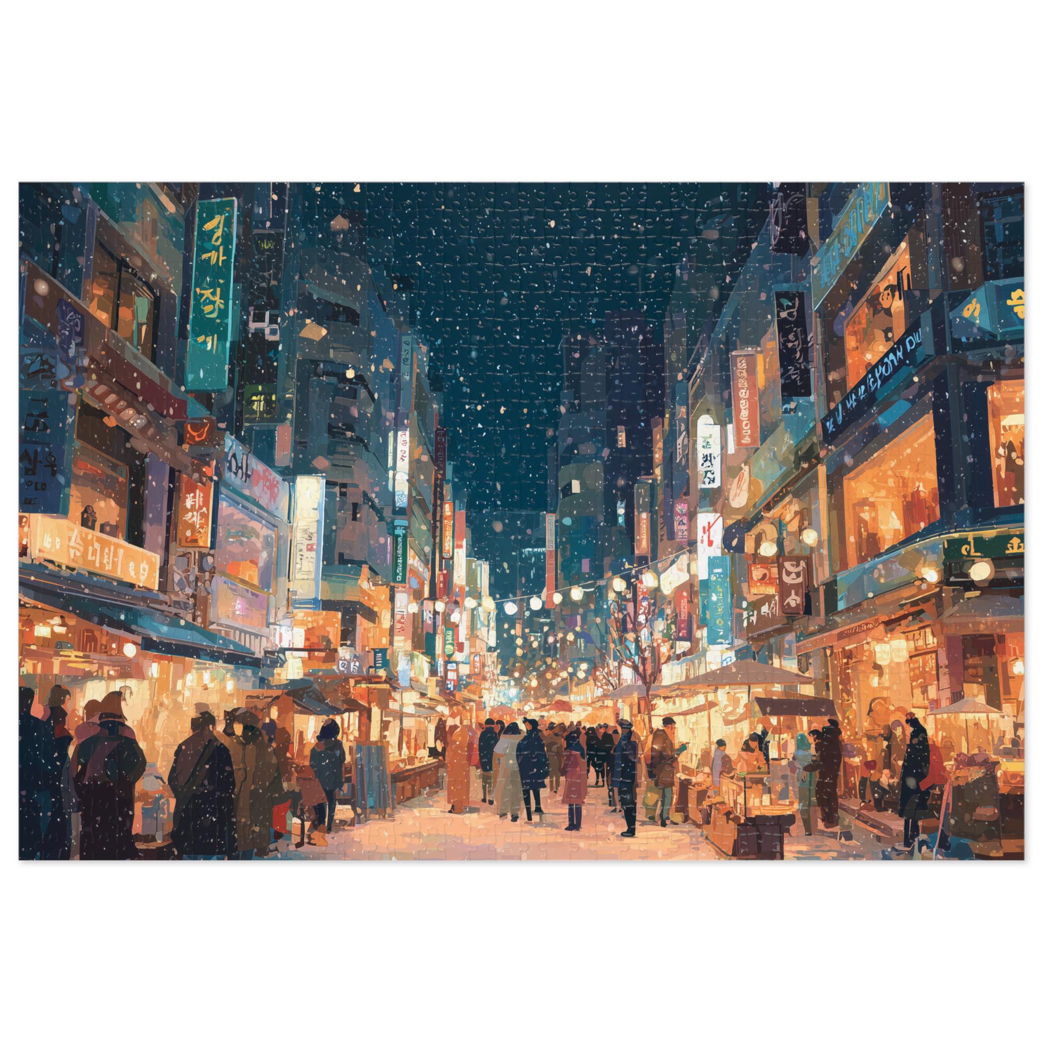 Seoul South Korea Christmas Puzzle, Personalized Gift Festive Market, Travel Keepsake, Family Holiday Souvenir