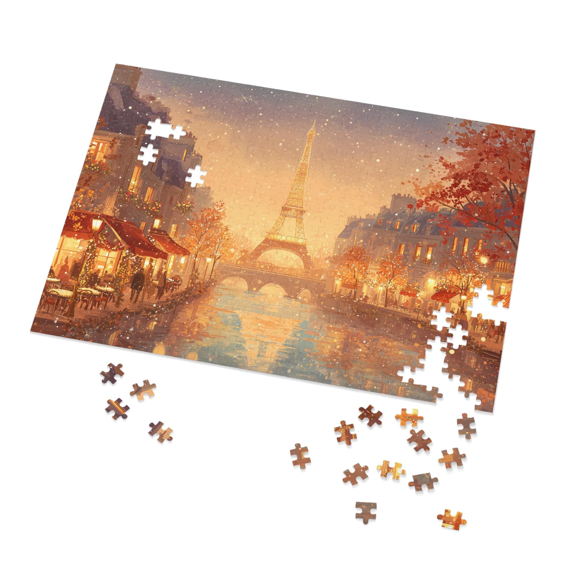 Paris Christmas Puzzle, Personalized Gift France Festive Market, Travel Keepsake, Family Holiday Souvenir