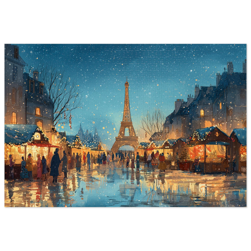 Paris France Christmas Puzzle, Personalized Gift Festive Market, Travel Keepsake, Family Holiday Souvenir