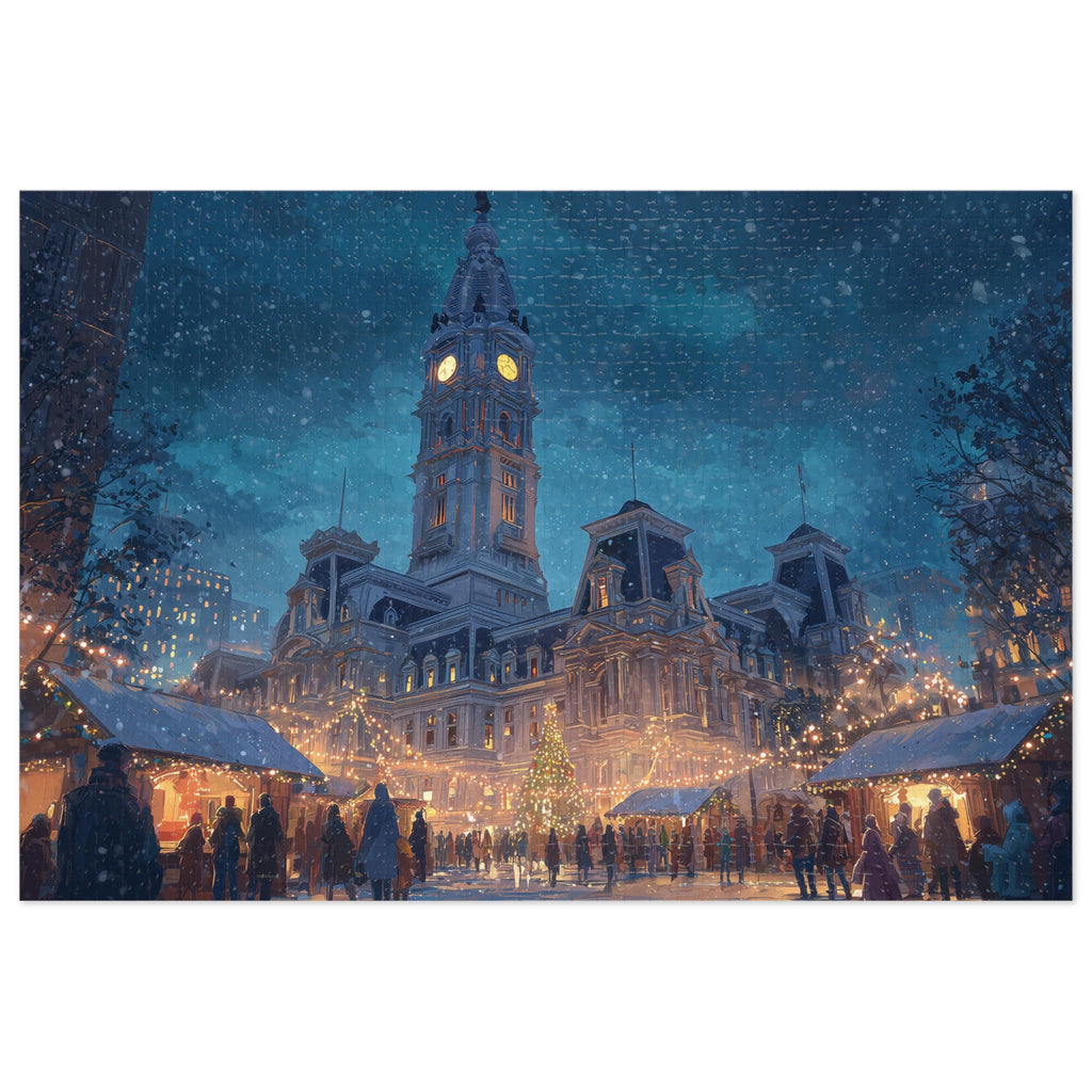 Philadelphia Pennsylvania Christmas Puzzle, Personalized Gift Festive Market, Travel Keepsake, Family Holiday Souvenir