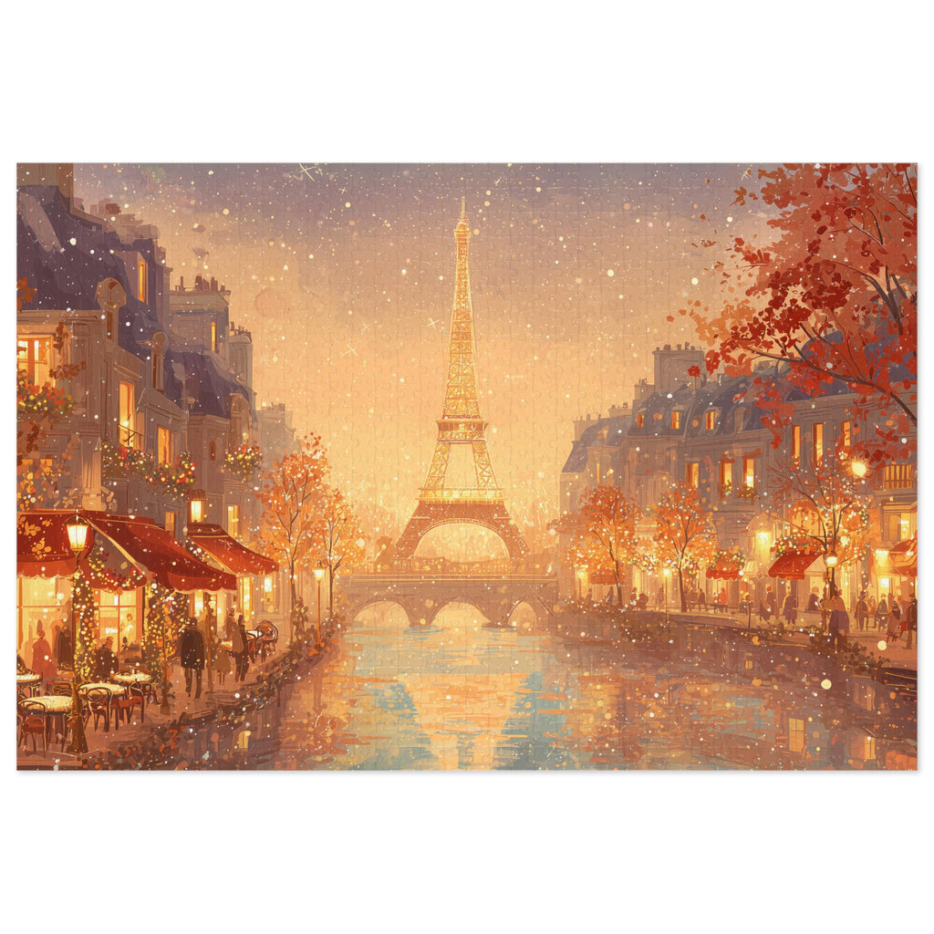 Paris Christmas Puzzle, Personalized Gift France Festive Market, Travel Keepsake, Family Holiday Souvenir