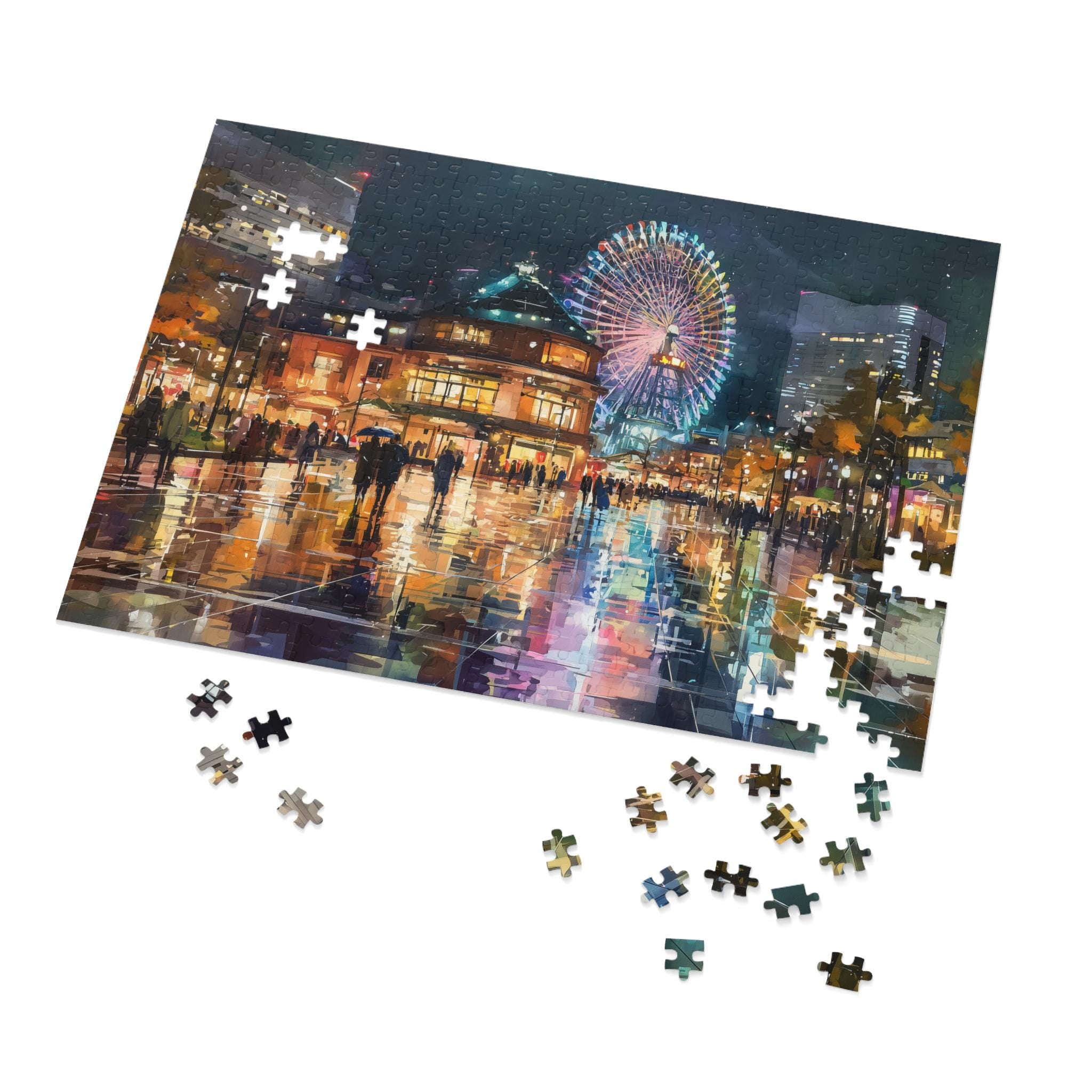 Yokohama Japan Christmas Puzzle, Personalized Gift Festive Market, Travel Keepsake, Family Holiday Souvenir