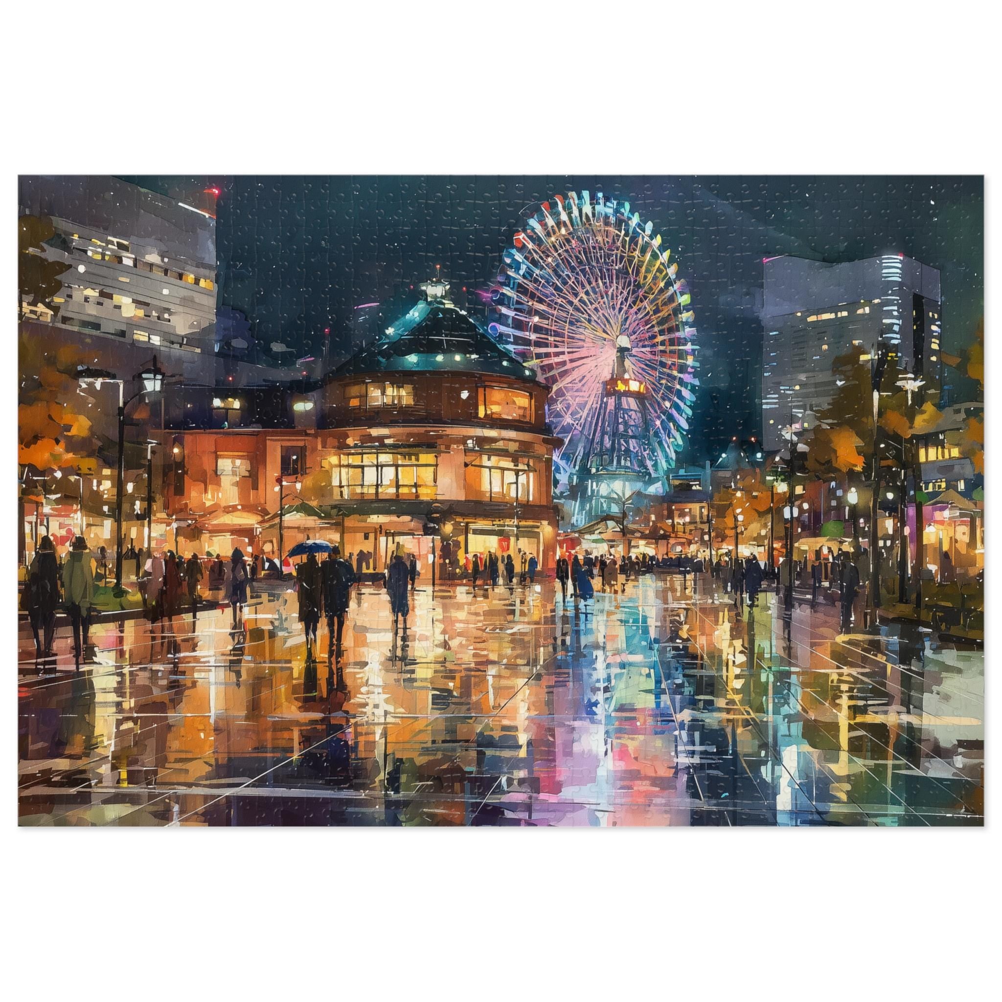 Yokohama Japan Christmas Puzzle, Personalized Gift Festive Market, Travel Keepsake, Family Holiday Souvenir
