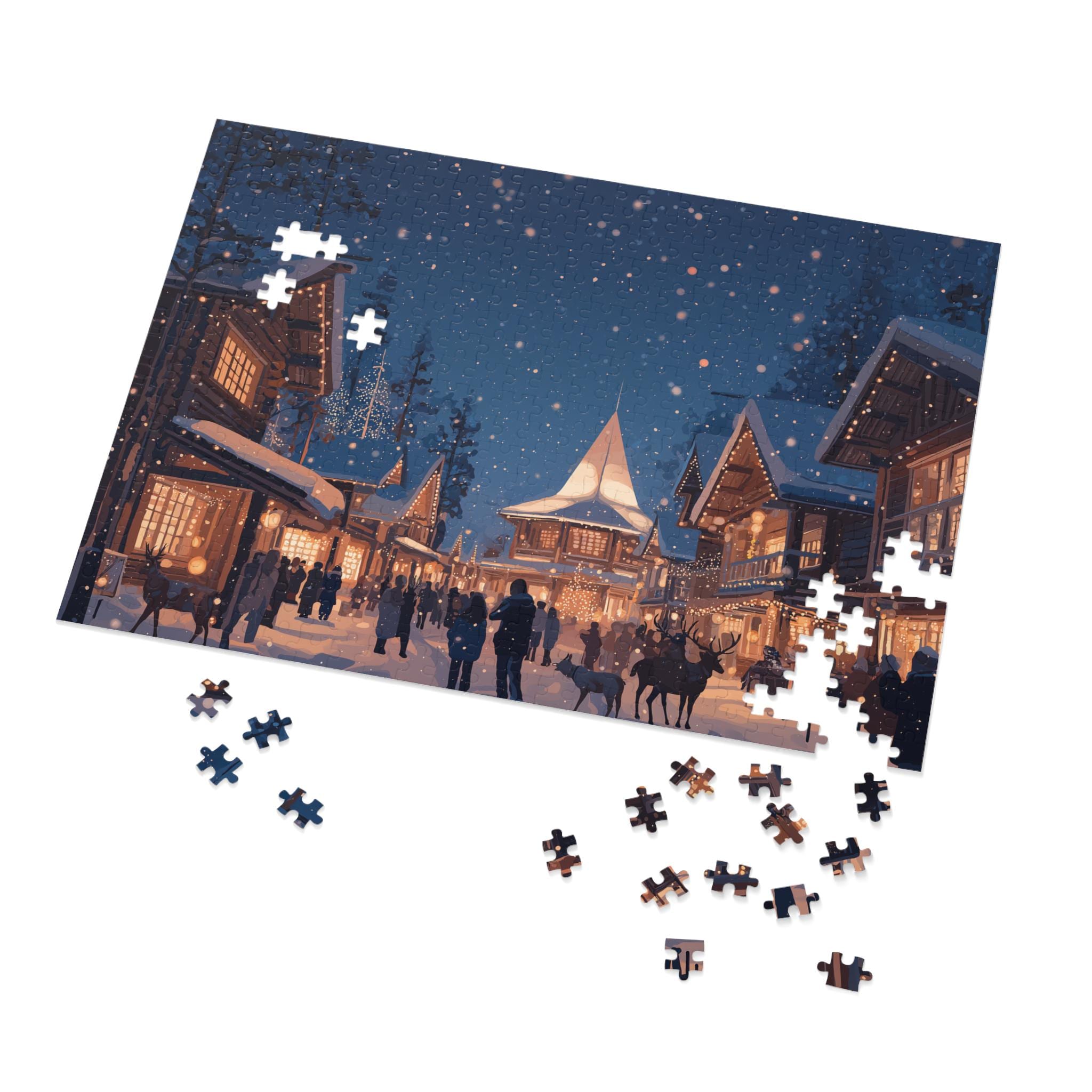 Rovaniemi Finland Christmas Puzzle, Personalized Gift Festive Market, Travel Keepsake, Family Holiday Souvenir