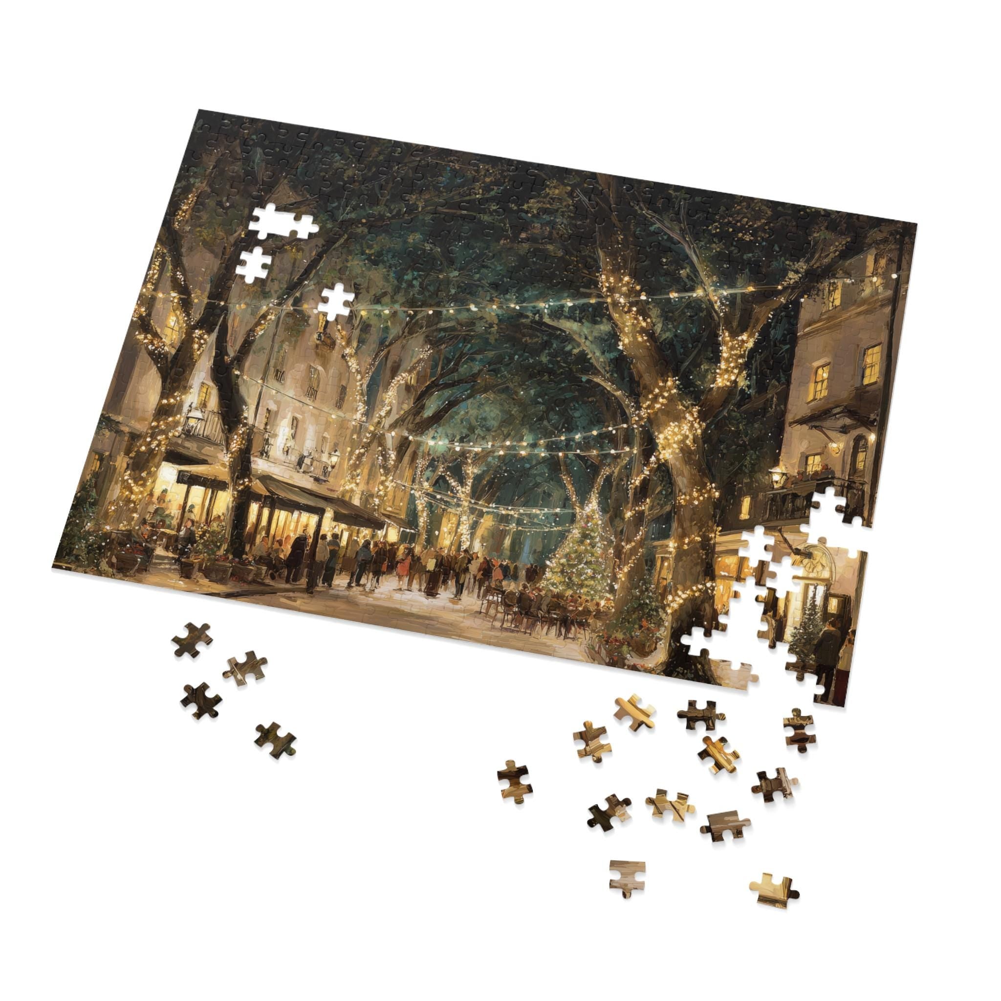 Savannah Georgia Christmas Puzzle, Personalized Gift Festive Market, Travel Keepsake, Family Holiday Souvenir