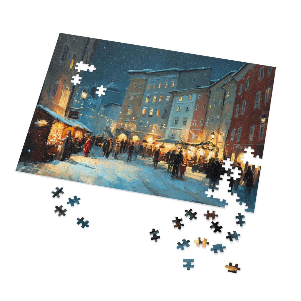 Salzburg Austria Christmas Puzzle, Personalized Gift Festive Market, Travel Keepsake, Family Holiday Souvenir