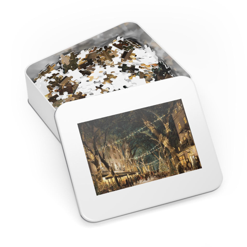 Savannah Georgia Christmas Puzzle, Personalized Gift Festive Market, Travel Keepsake, Family Holiday Souvenir