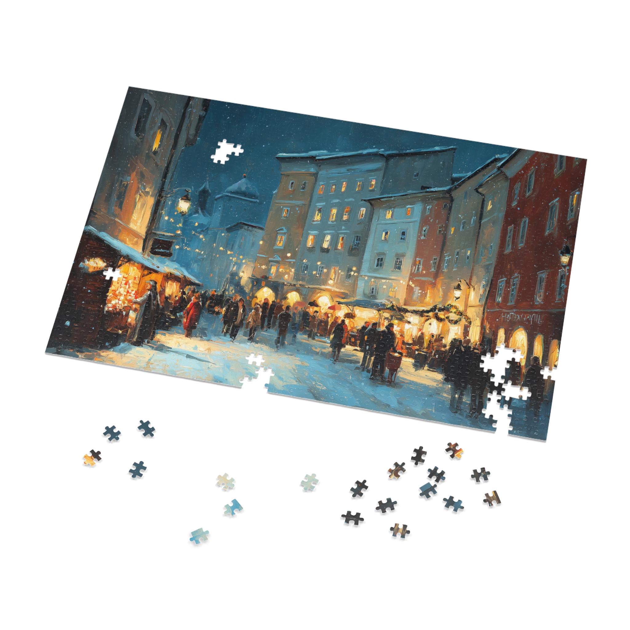 Salzburg Austria Christmas Puzzle, Personalized Gift Festive Market, Travel Keepsake, Family Holiday Souvenir