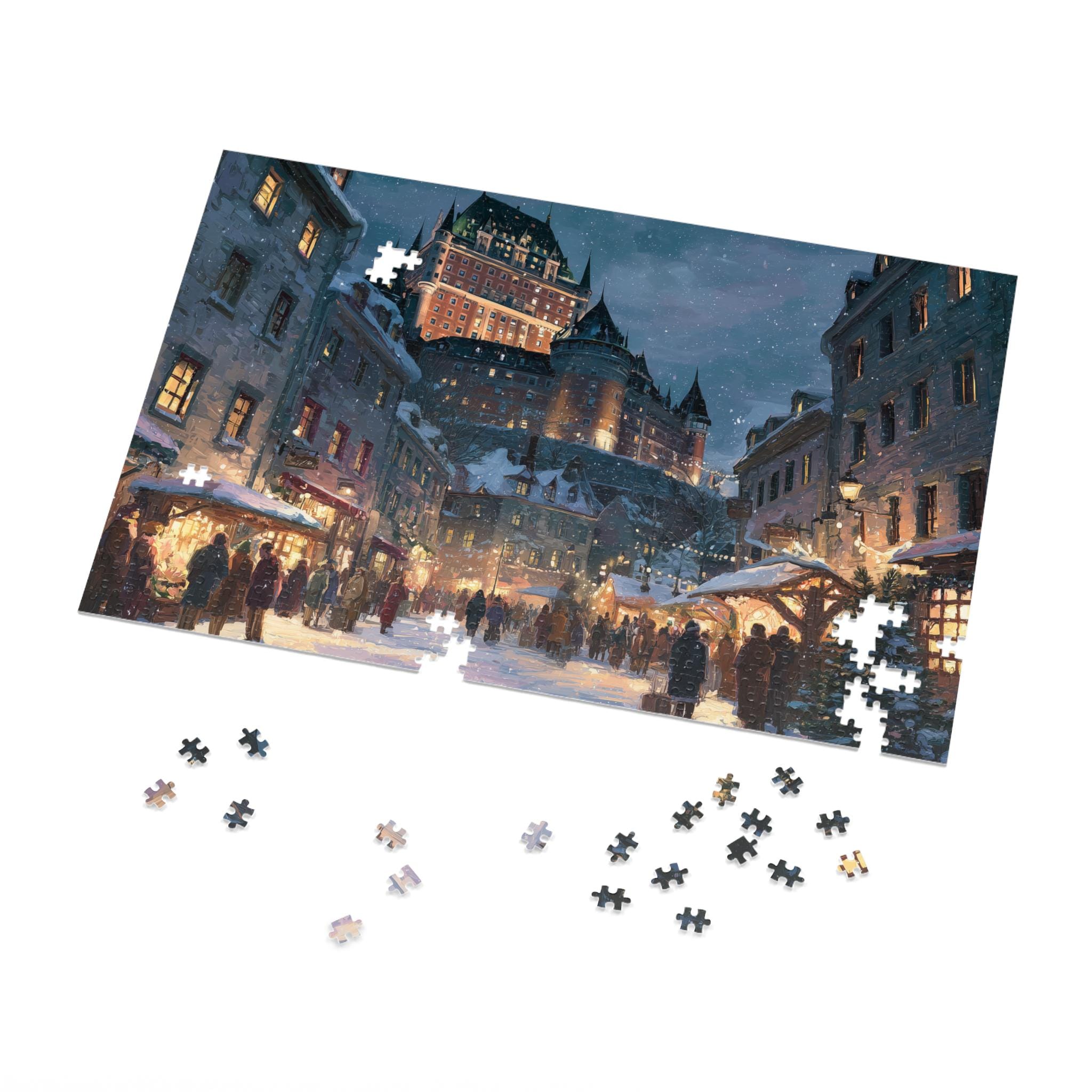Qubec City Canada Christmas Puzzle, Personalized Gift Festive Market, Travel Keepsake, Family Holiday Souvenir
